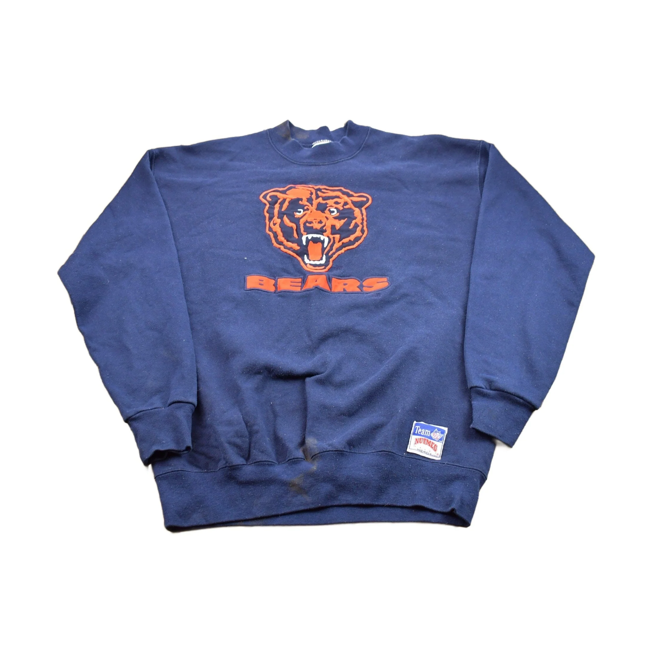 Vintage 1990s Nutmeg Chicago Bears NFL Embroidered Crewneck Sweatshirt Men's XL