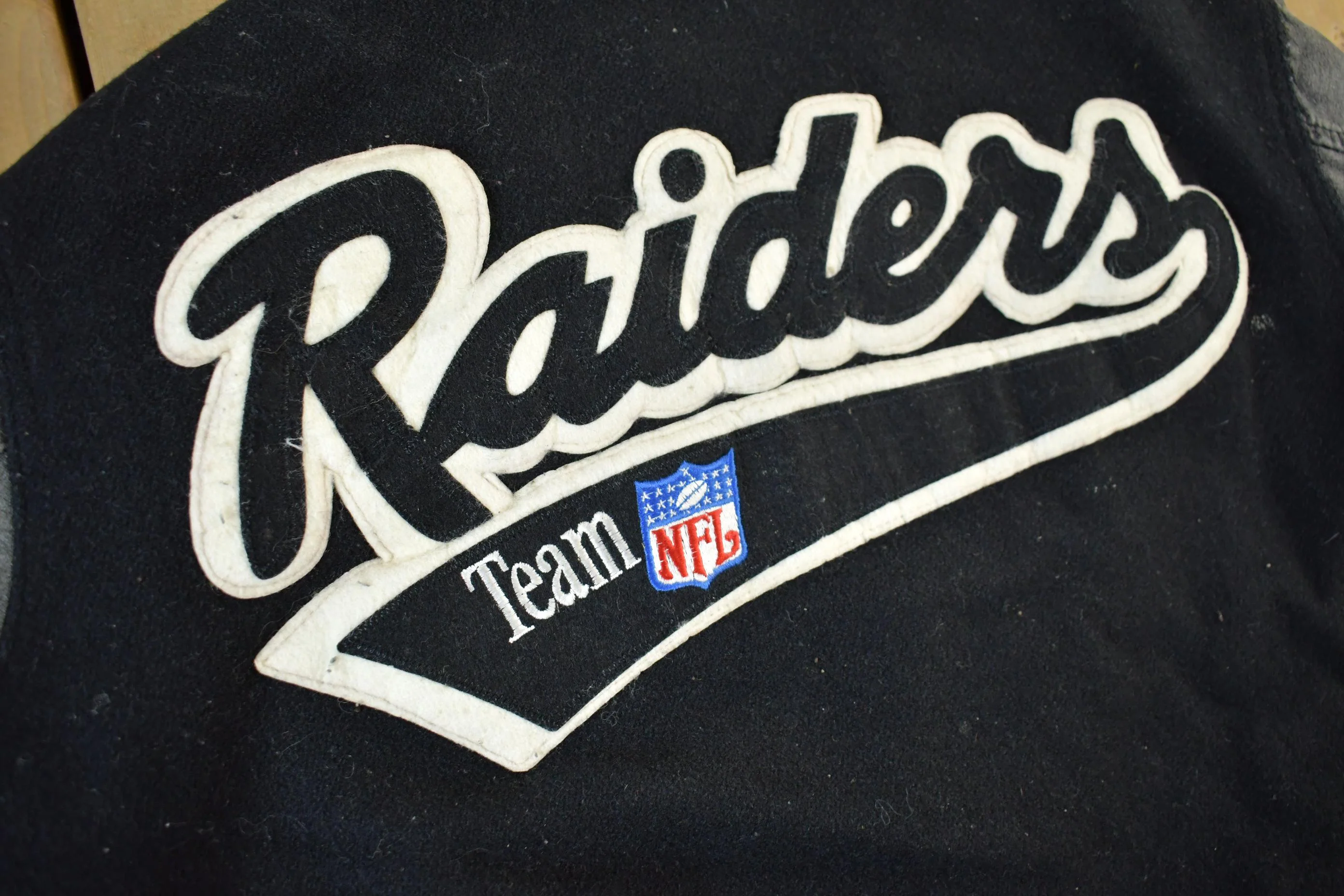 Vintage 1990's Oakland Los Angeles Raiders Leather Letterman Jacket Mens Medium - Image 7