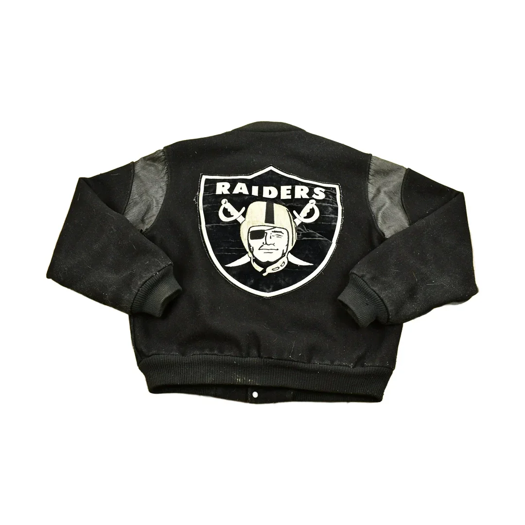 Vintage 1990's Oakland Raiders Leather Letterman Jacket Men's Large