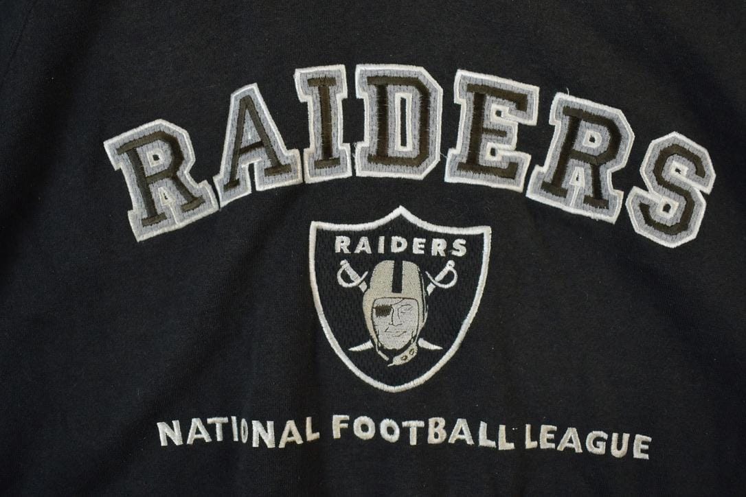 Vintage 1990s Oakland Raiders NFL Football Lee Sport Hooded Sweater Jacket Men's XL - Image 4