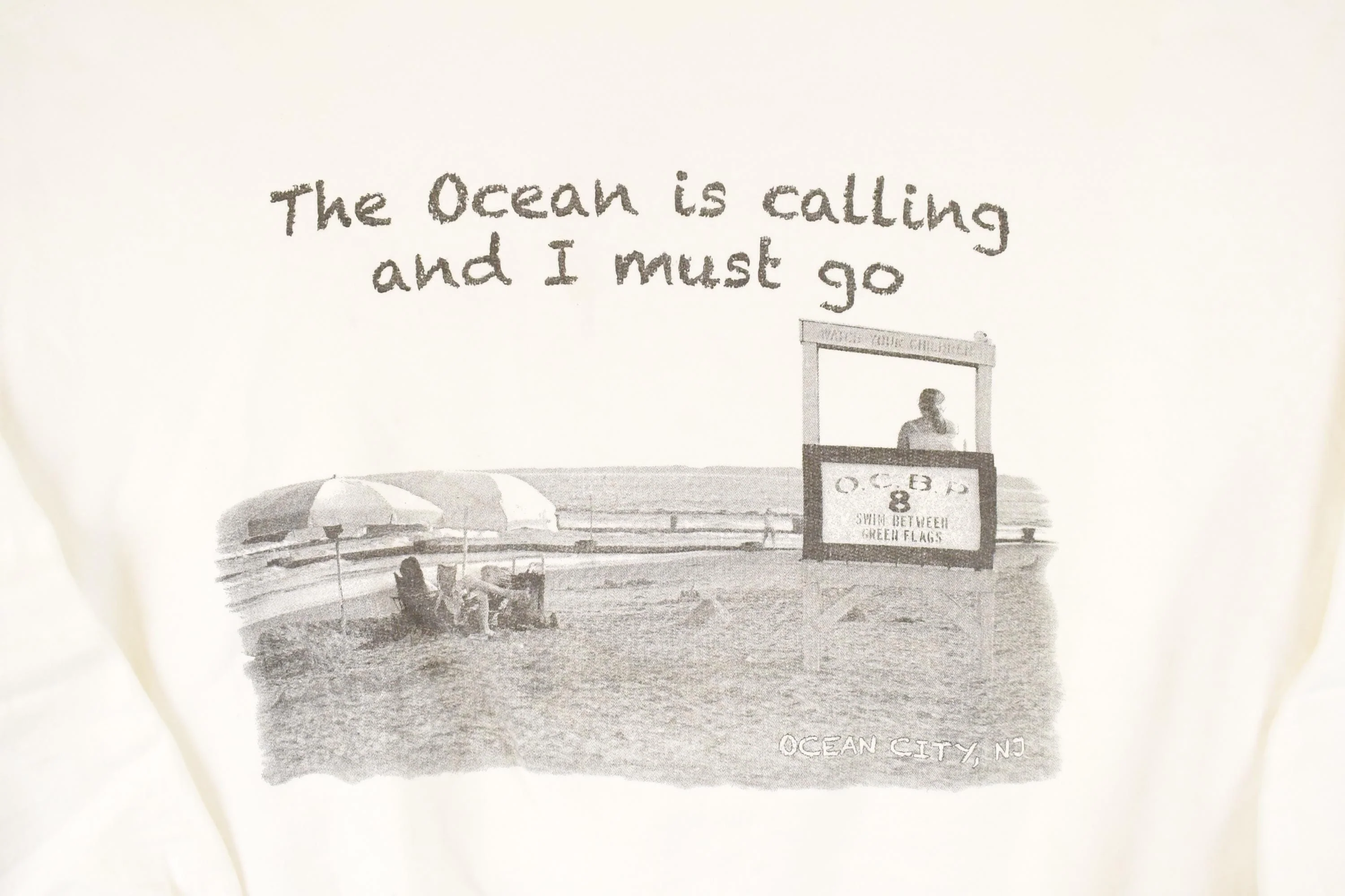 Vintage 1990s Ocean City New Jersey Graphic Print Crewneck Sweatshirt Men's L - Image 3