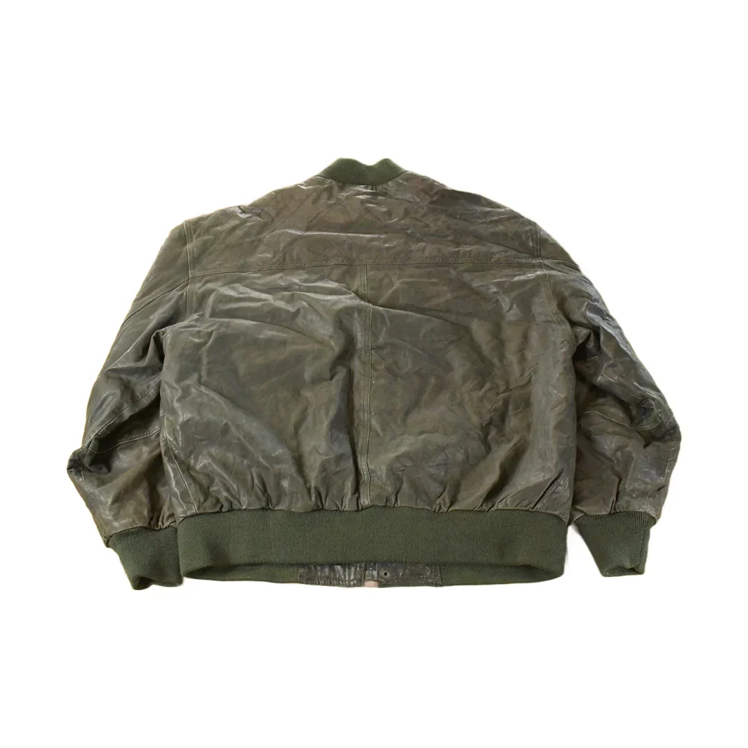 Vintage 1990s Officer's Club Leather Bomber Flight Jacket Men's Medium - Image 2