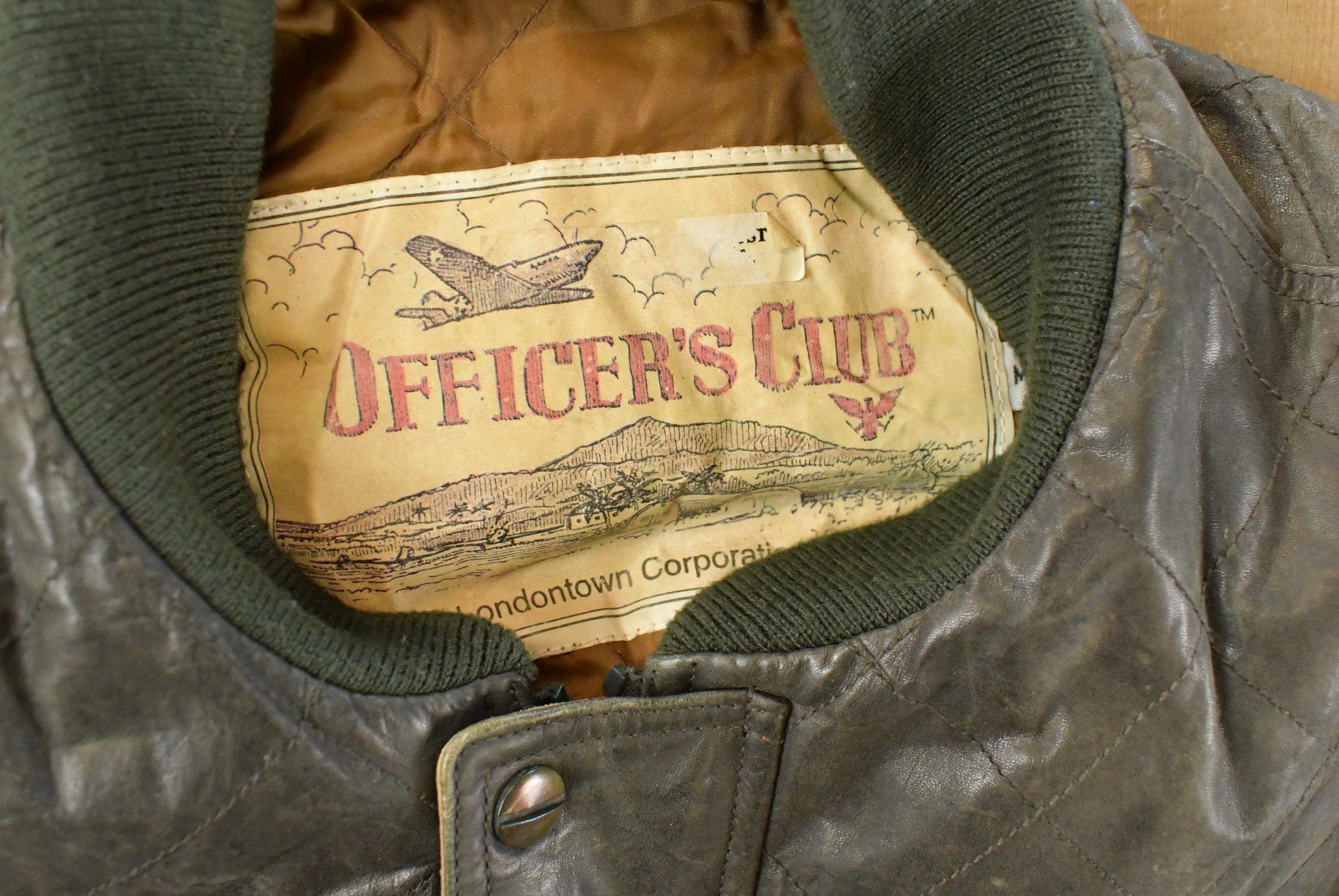 Vintage 1990s Officer's Club Leather Bomber Flight Jacket Men's Medium - Image 4