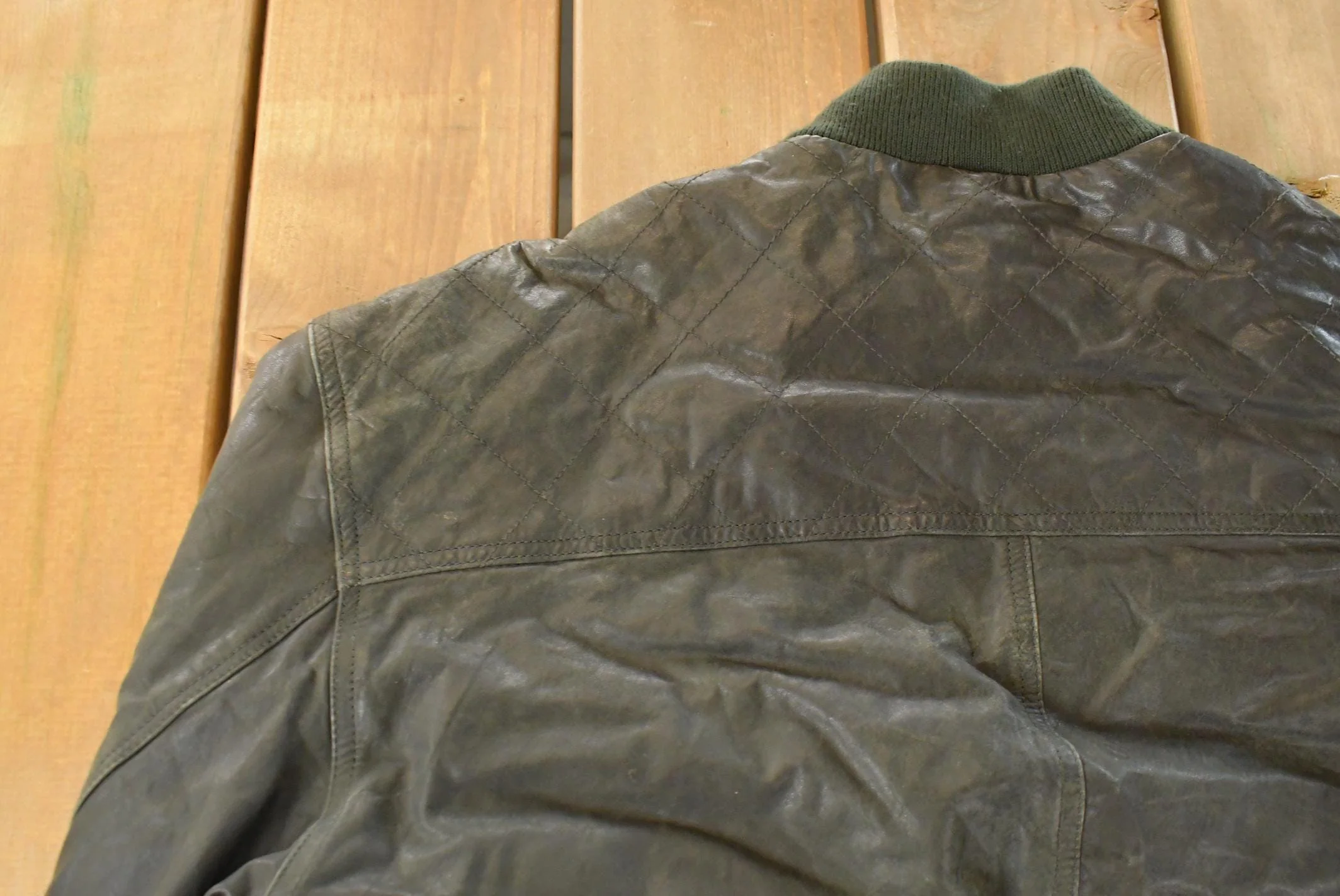 Vintage 1990s Officer's Club Leather Bomber Flight Jacket Men's Medium - Image 5