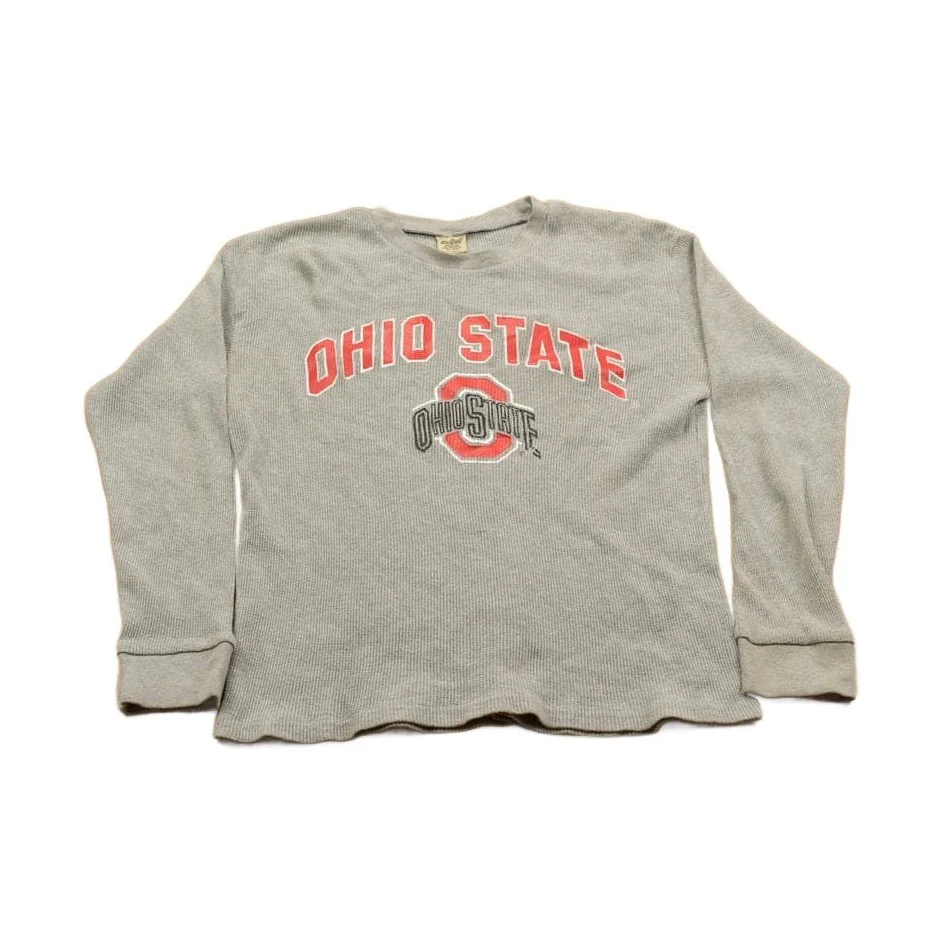 Vintage 1990s Ohio State NFL Thermal Crewneck Sweatshirt Youth Large