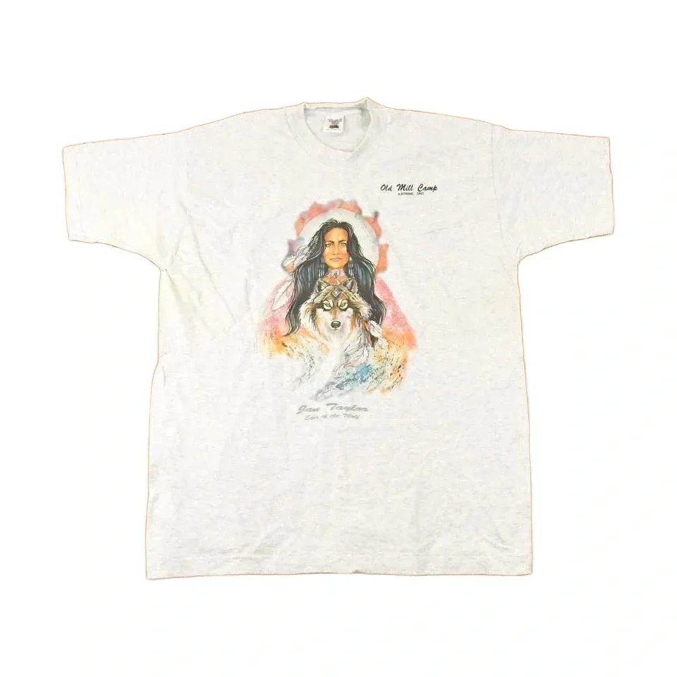 Vintage 1990s Old Mill Camp Nature Woman Souvenir T-Shirt Women's XL