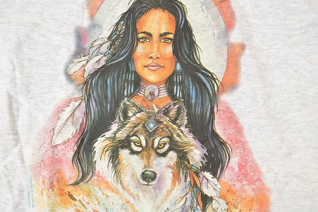 Vintage 1990s Old Mill Camp Nature Woman Souvenir T-Shirt Women's XL - Image 5