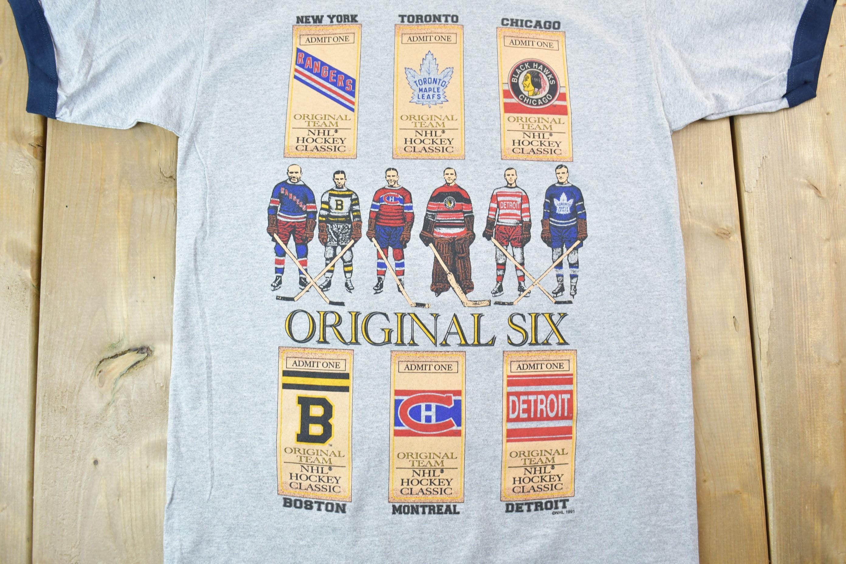 Vintage 1990s Original Six NHL Hockey Classic Dead Stock Graphic T-Shirt Men's Medium - Image 3