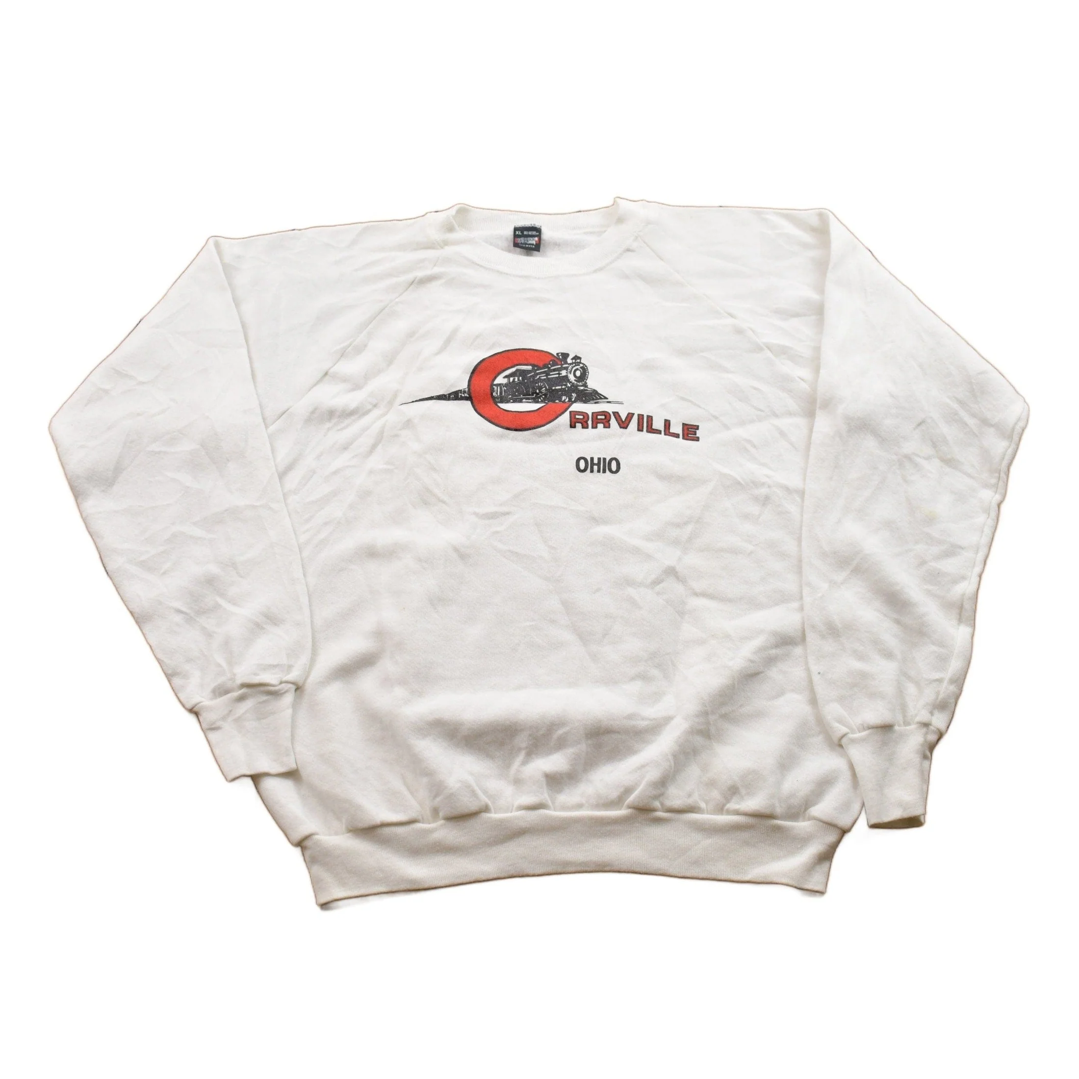 Vintage 1990s Orrville Ohio Train Theme Crewneck Sweatshirt Men's Medium