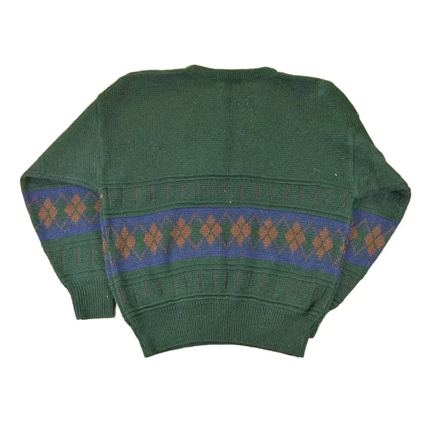 Vintage 1990s Oscar De La Renta Outdoorsman Deer Knit Crewneck Sweater Mens L - Image 2