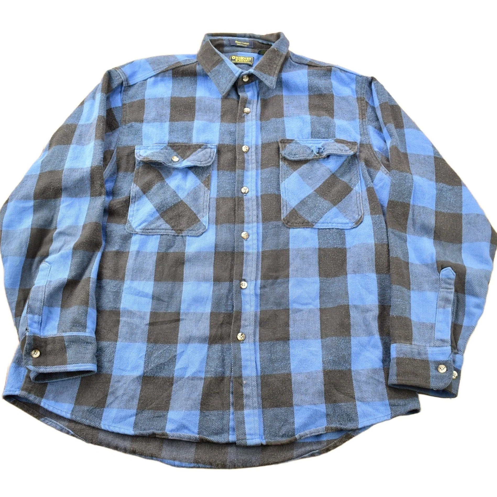 Vintage 1990s Osh Kosh B Gosh Blue Flannel Button Up Shirt Men's XL