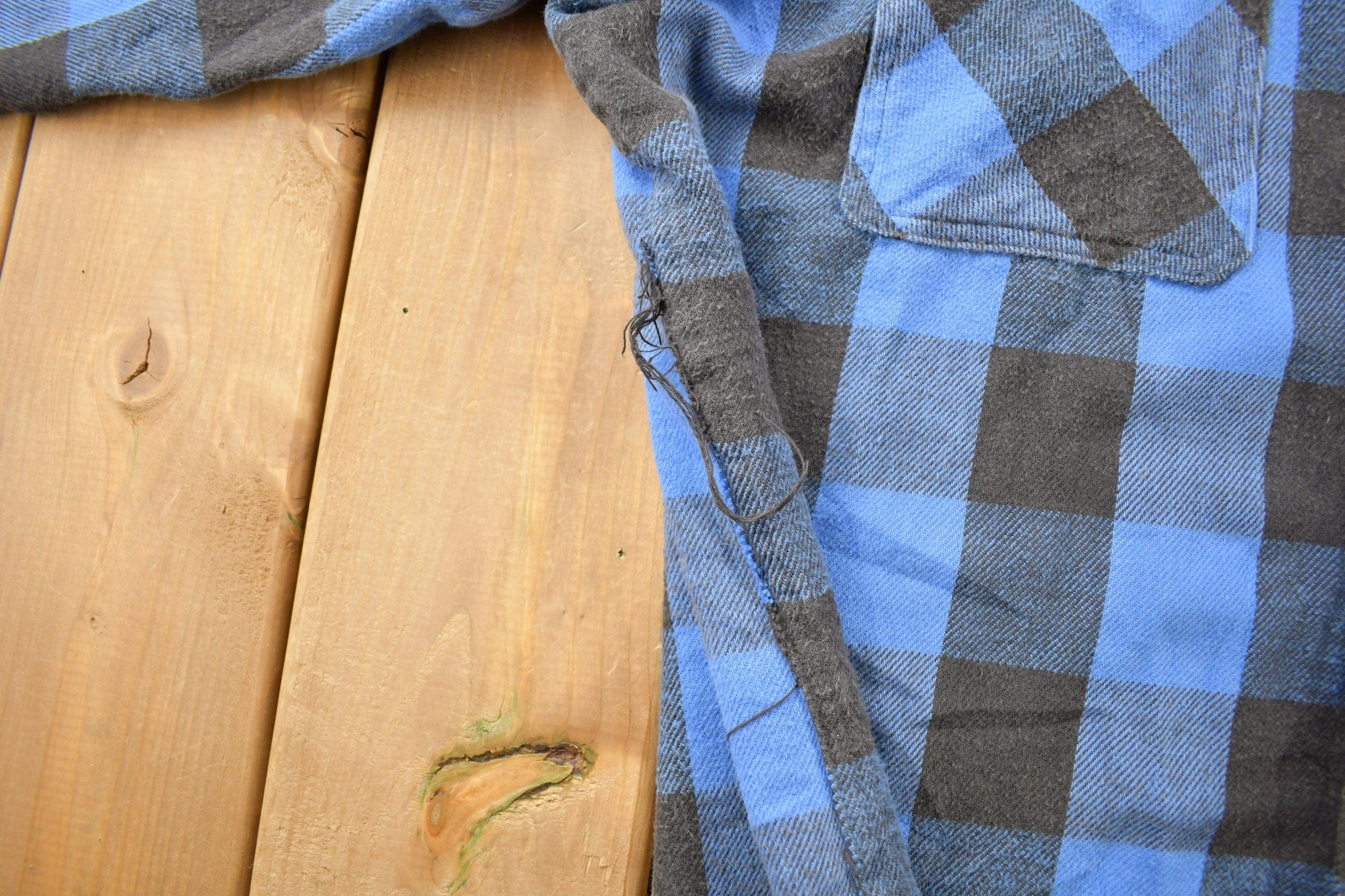 Vintage 1990s Osh Kosh B Gosh Blue Flannel Button Up Shirt Men's XL - Image 5