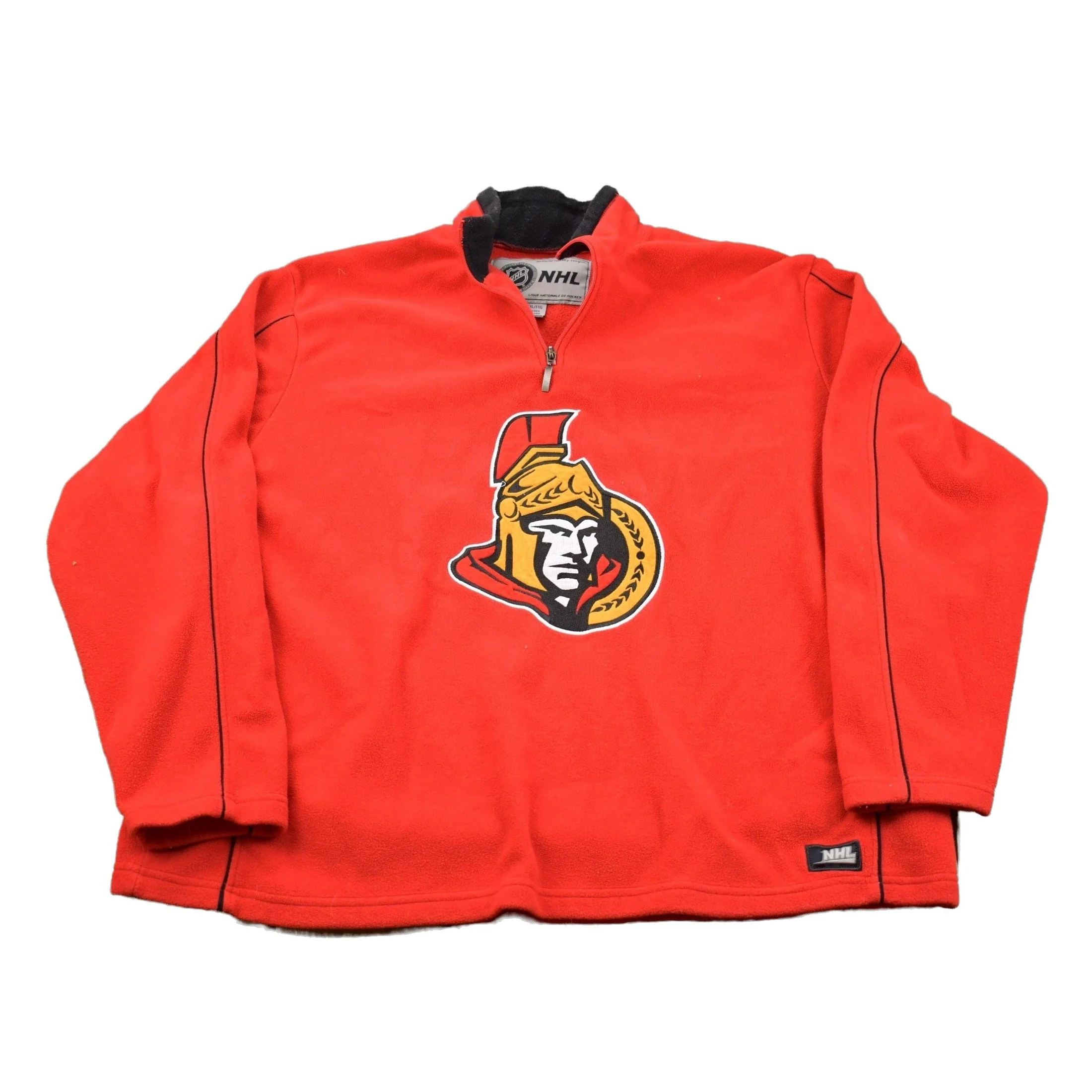 Vintage 1990s Ottawa Senators NHL Quarter Zip Embroidered Fleece Sweater Men's 2XL