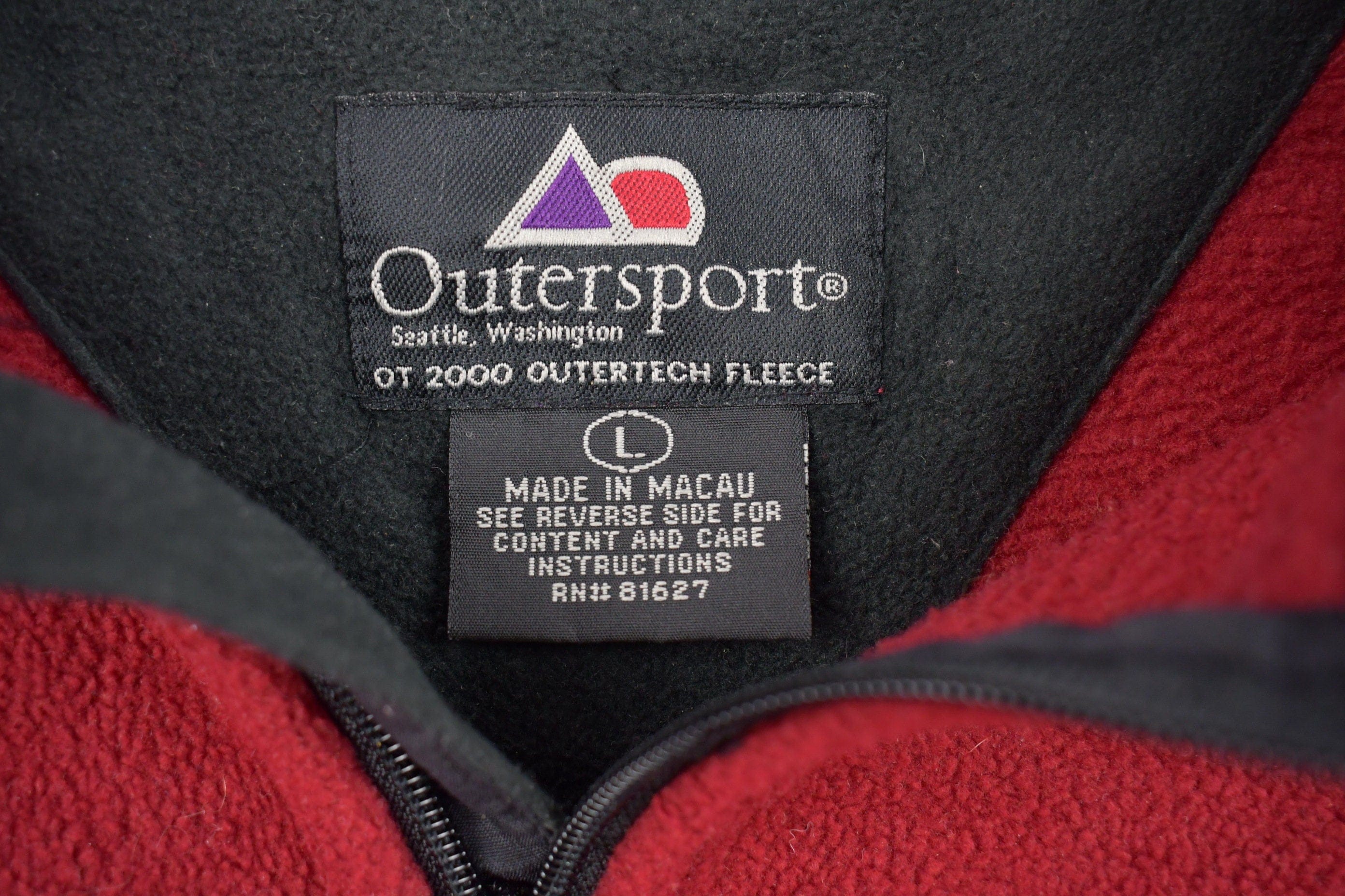 Vintage 1990s Outer Sports Fleece Quarter Zip Sweater Men's XL - Image 3