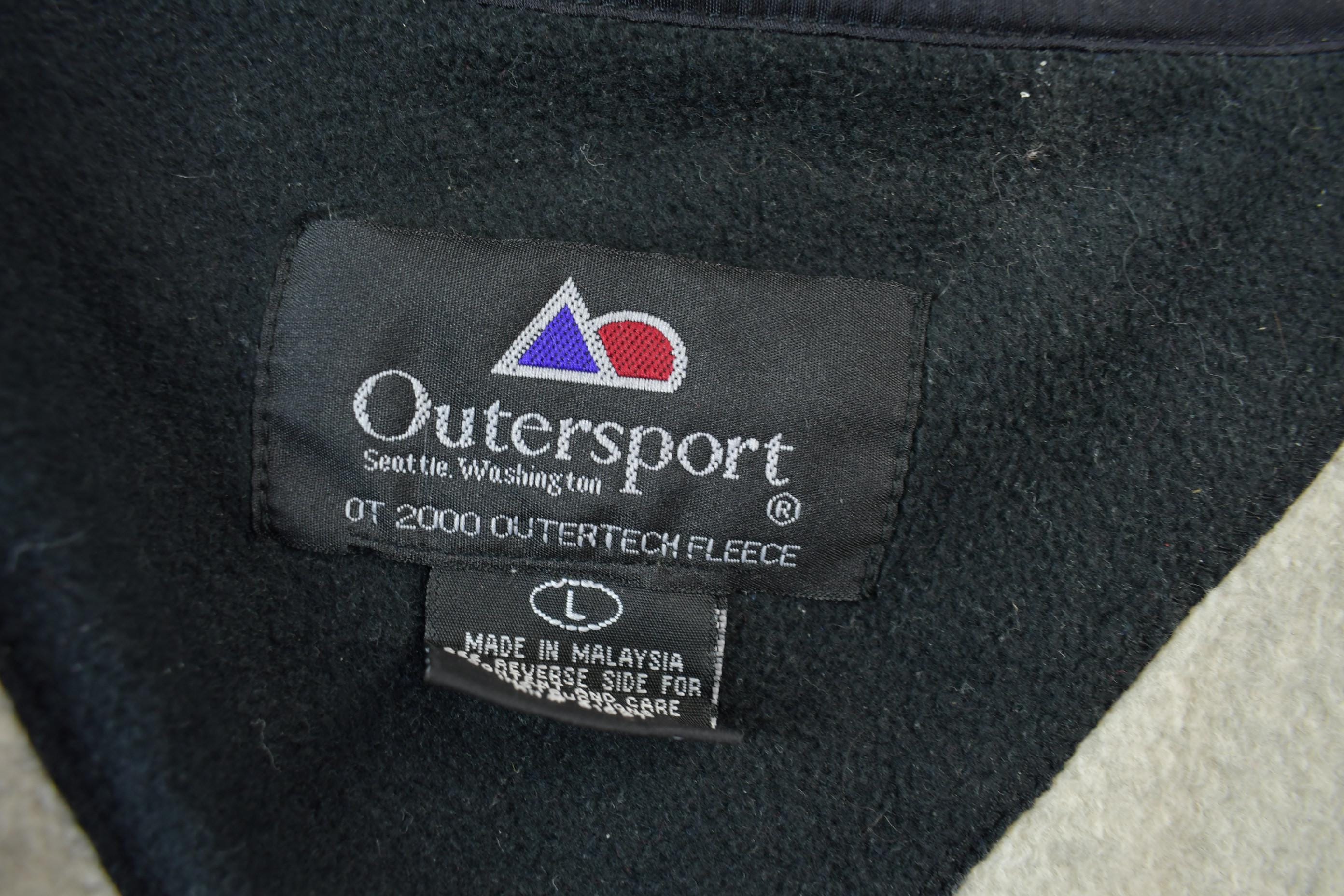 Vintage 1990s Outersport Zip Up Beige Fleece Sweater Men's L - Image 3