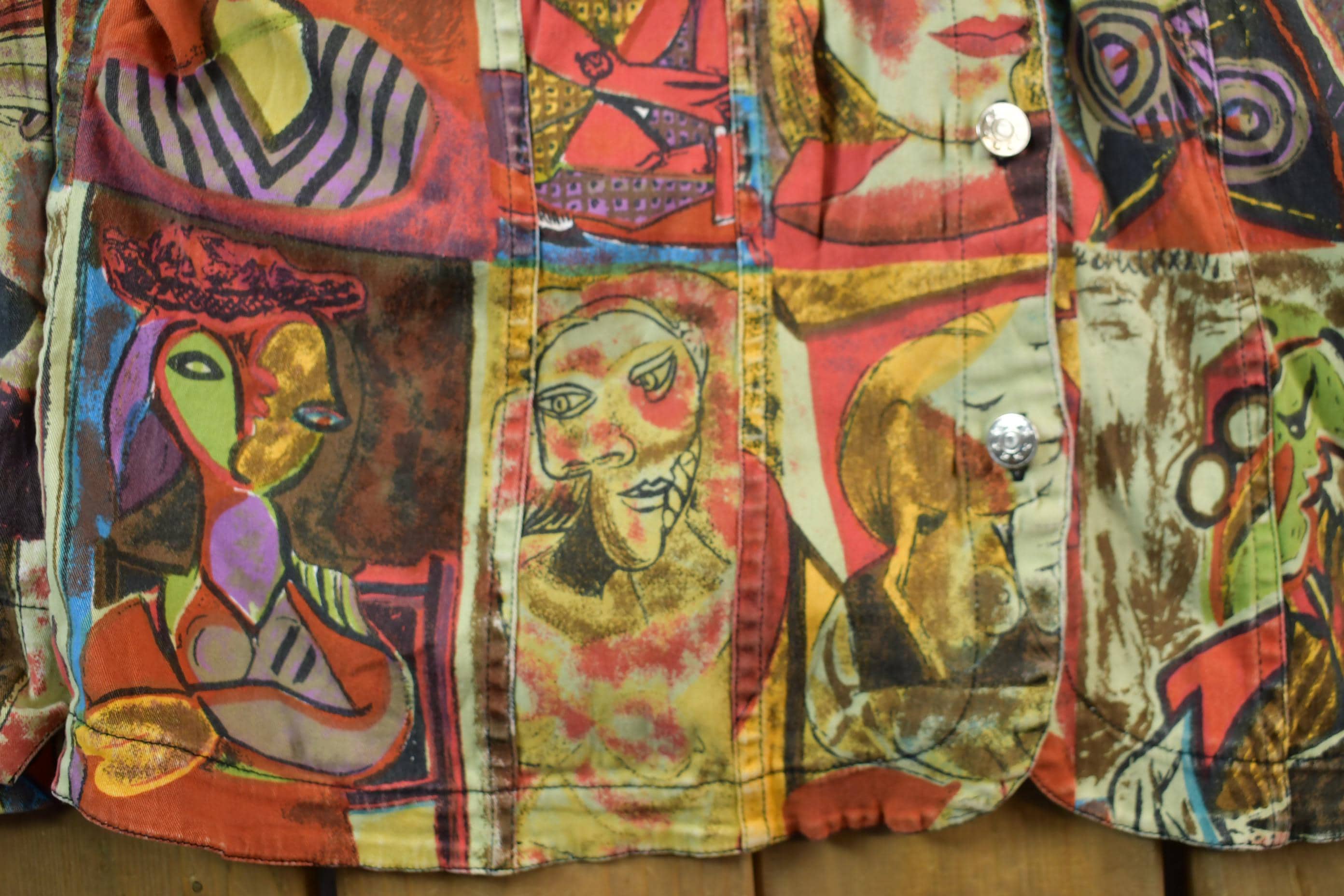 Vintage 1990s Pablo Picasso All Over Print Twill Jacket Women's XL - Image 4