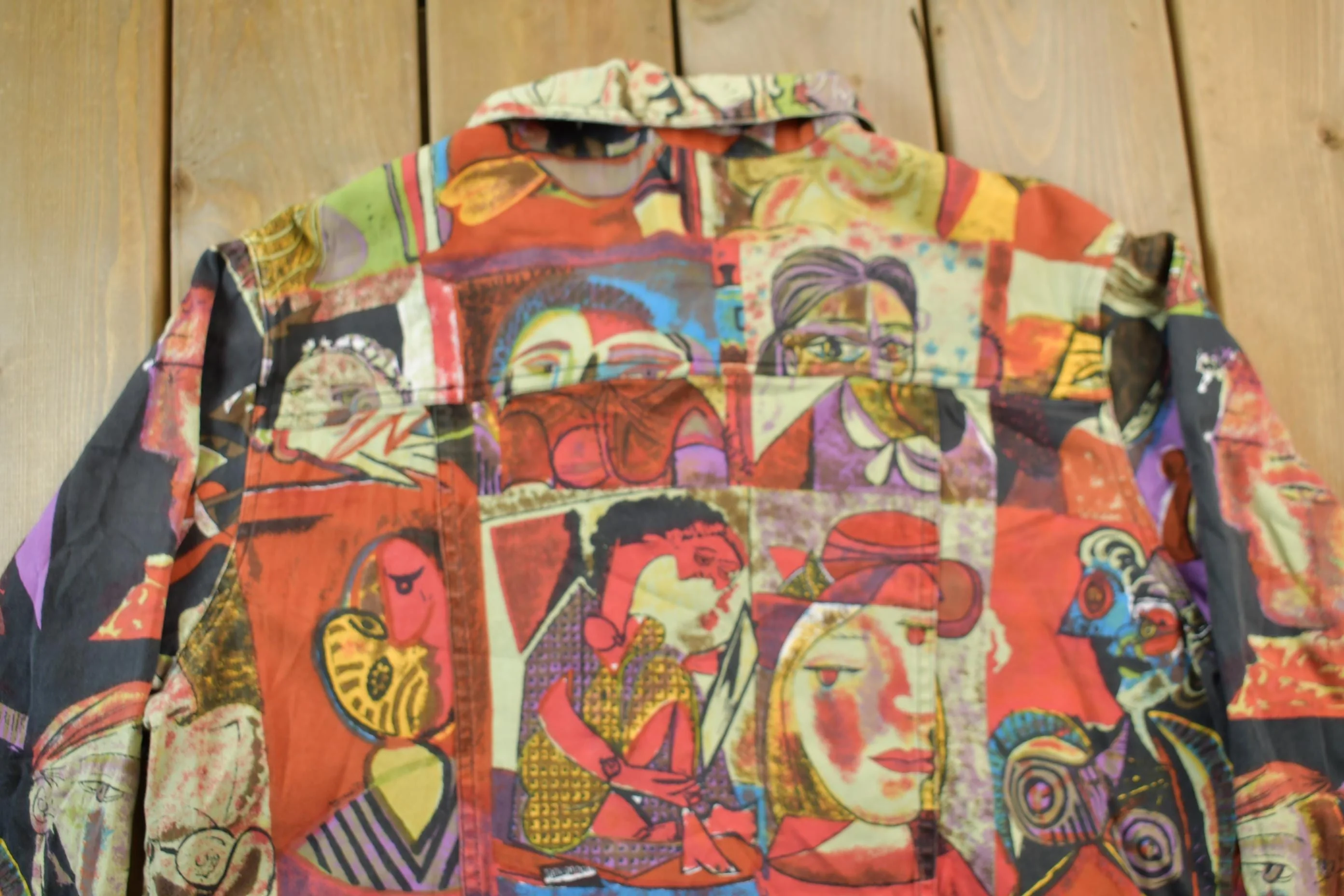 Vintage 1990s Pablo Picasso All Over Print Twill Jacket Women's XL - Image 9