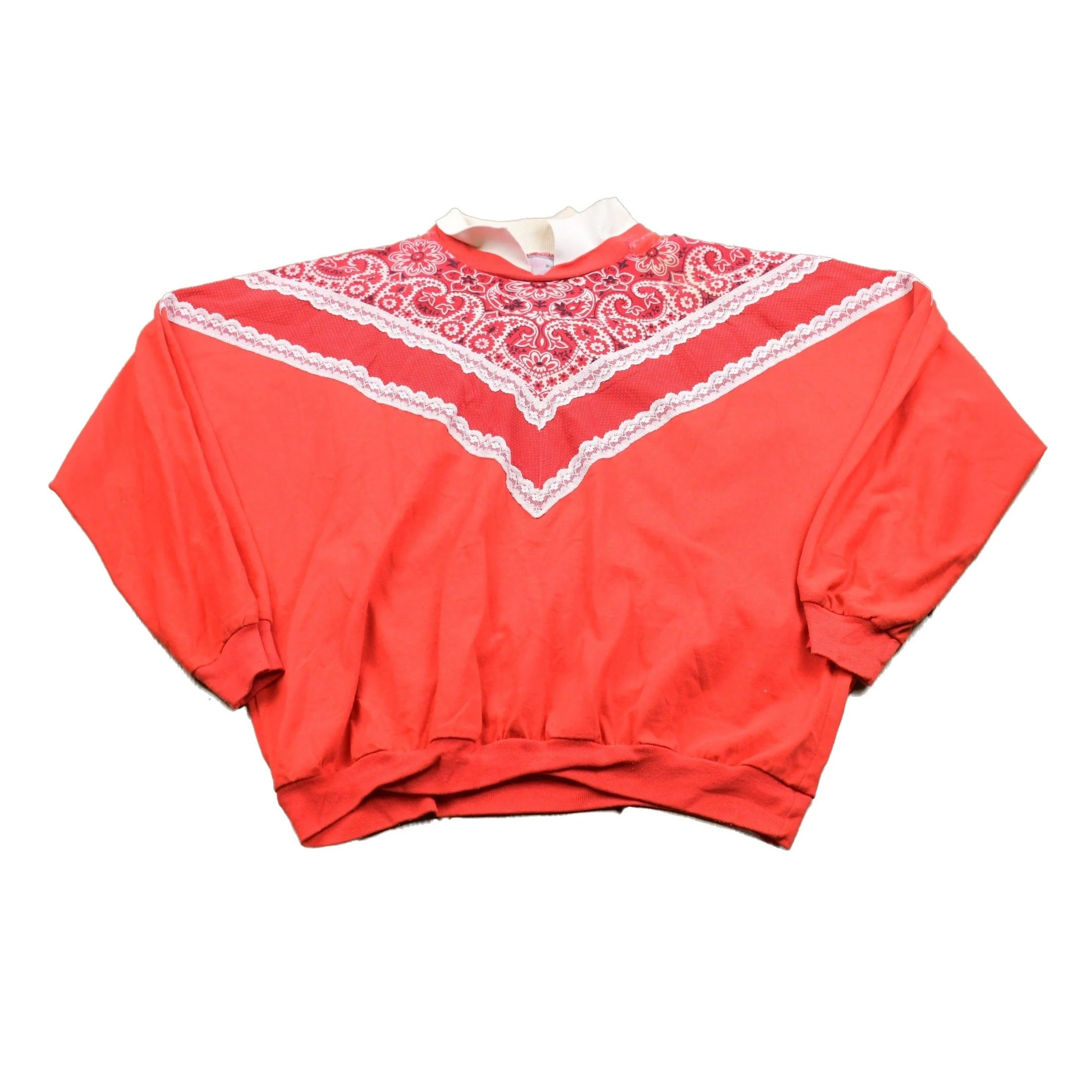 Vintage 1990s Paisley Collared Crewneck Sweatshirt Men's M