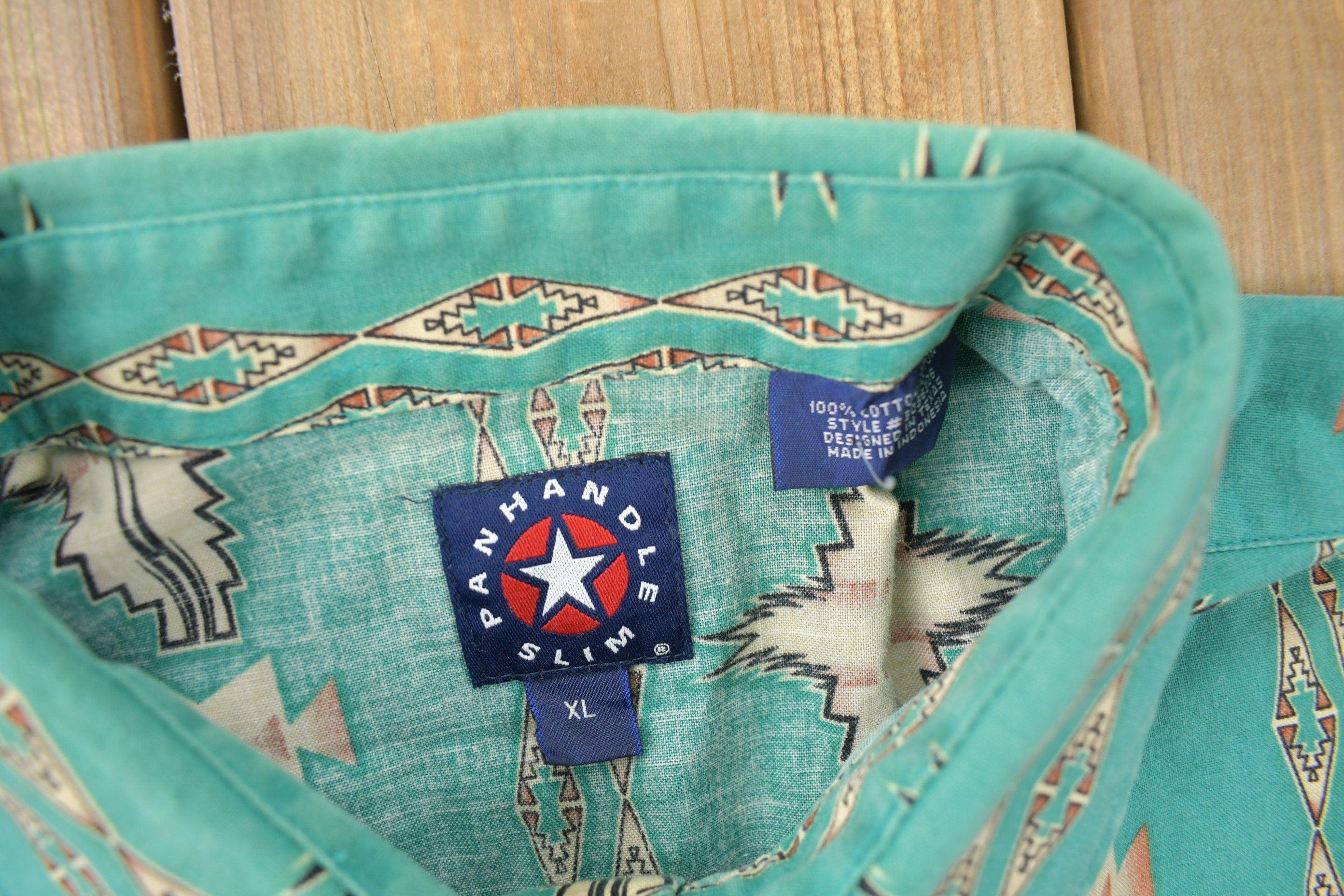 Vintage 1990s Pan Handle Slim South Western Cowboy Style Button Up Shirt Men's XL - Image 5