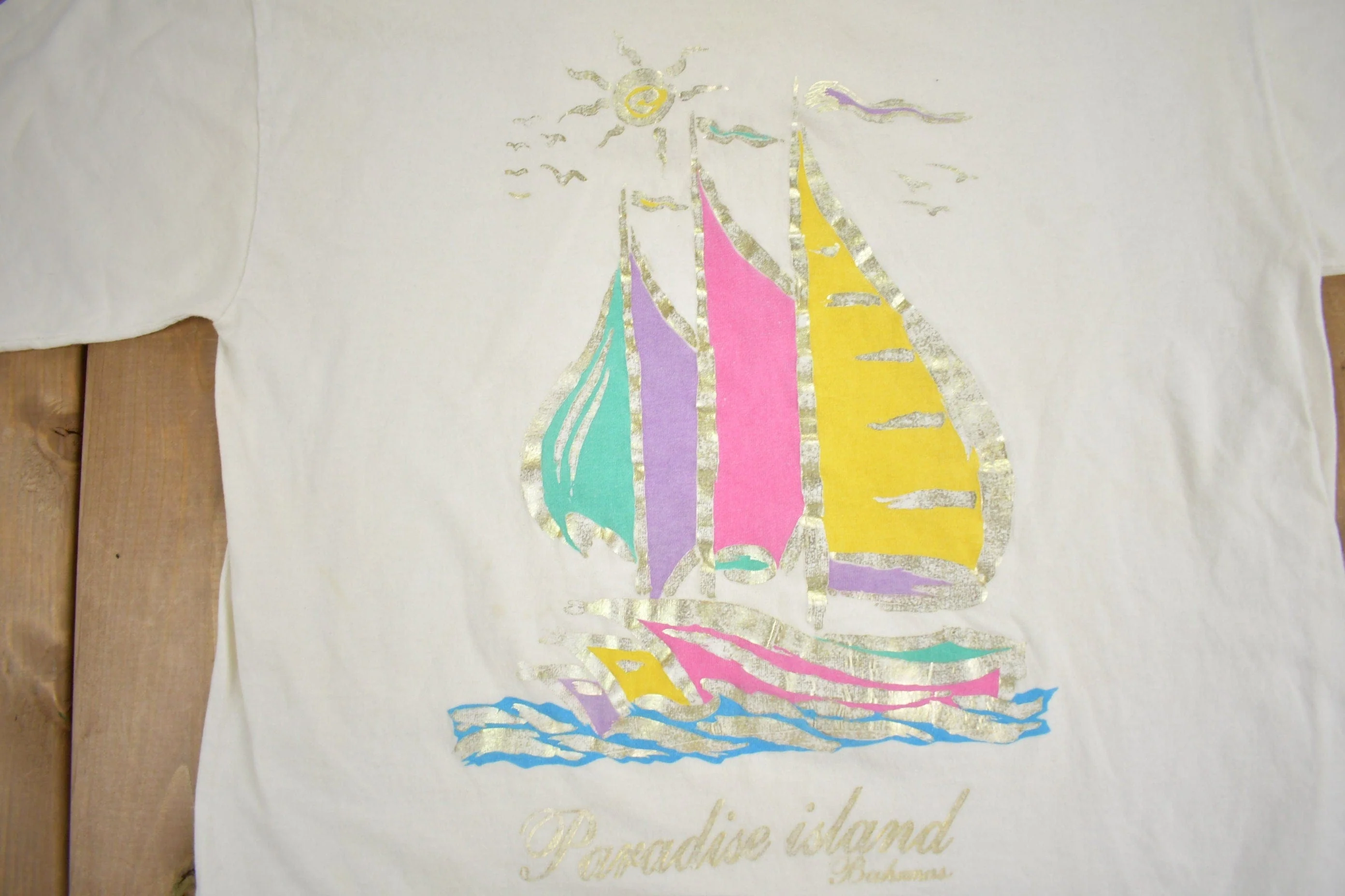 Vintage 1990s Paradise Island Bahamas Souvenir T Shirt Men's Large - Image 3