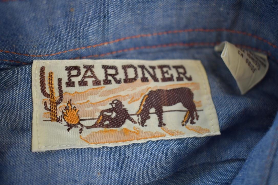 Vintage 1990s Pardner Jean Western Style Snap Button Up Rodeo Shirt Men's XL - Image 6