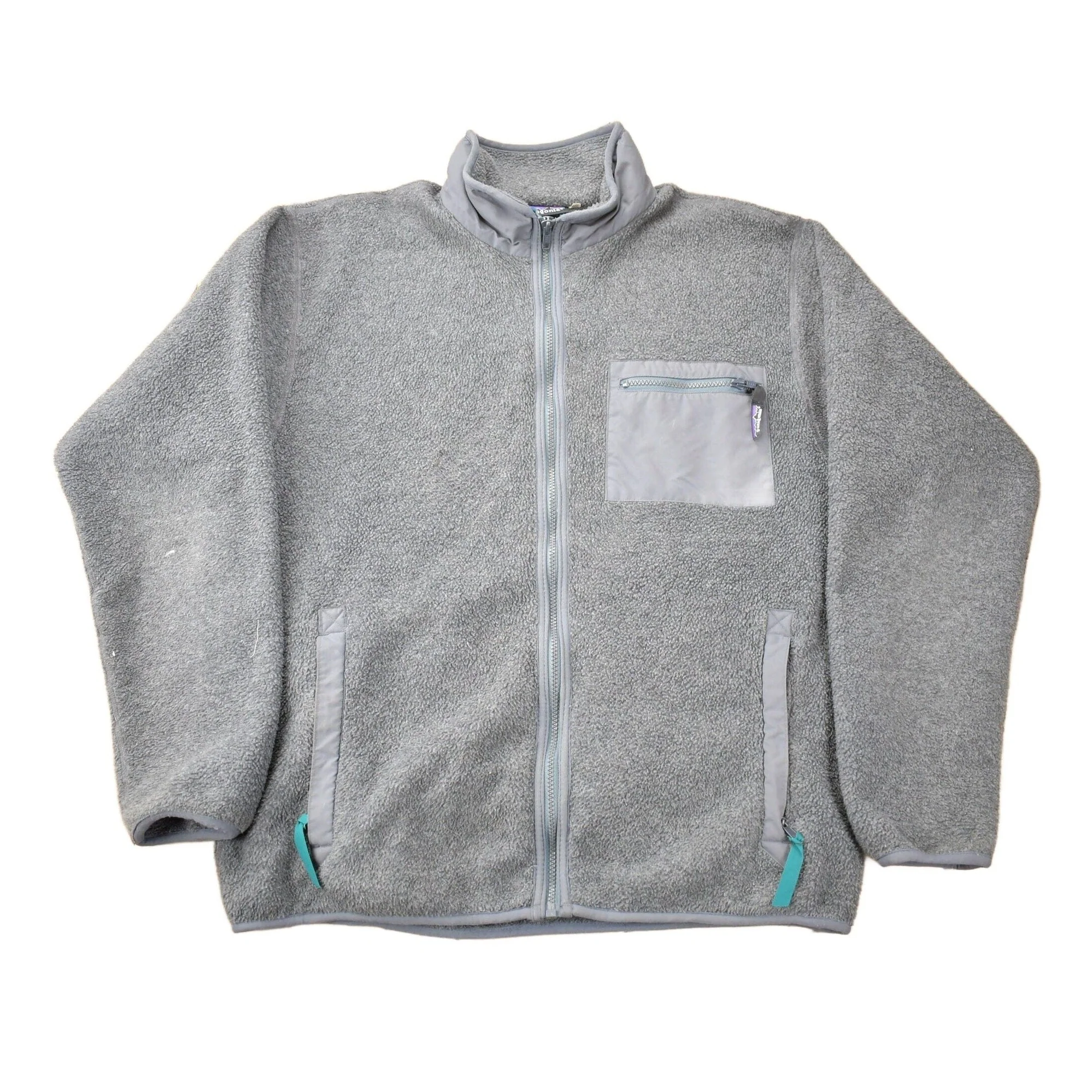 Vintage 1990s Patagonia Deep Pile Fleece Zip Up Sweater Men's L