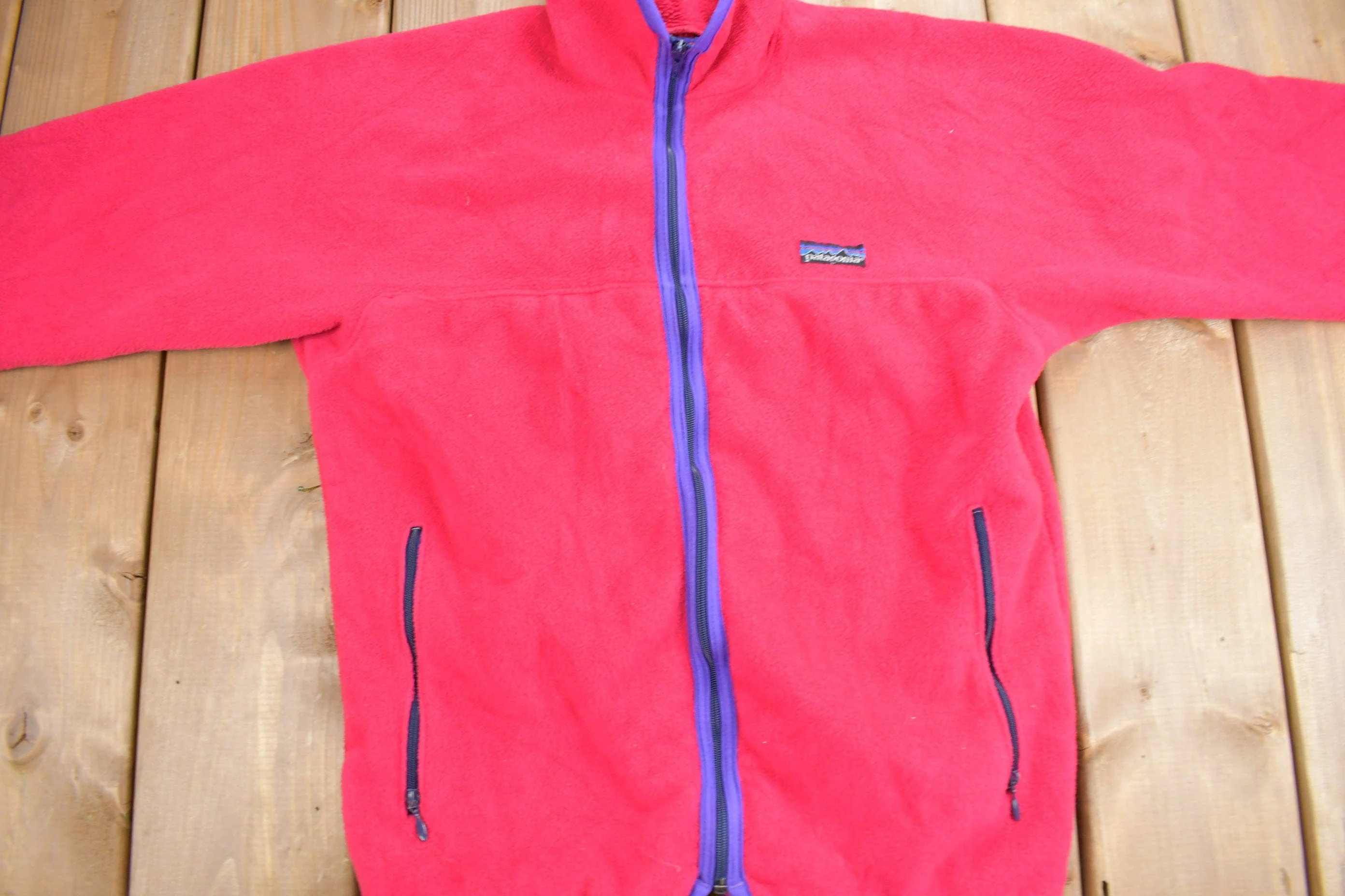 Vintage 1990s Patagonia Fleece Zip Up Sweater Youth Large - Image 3