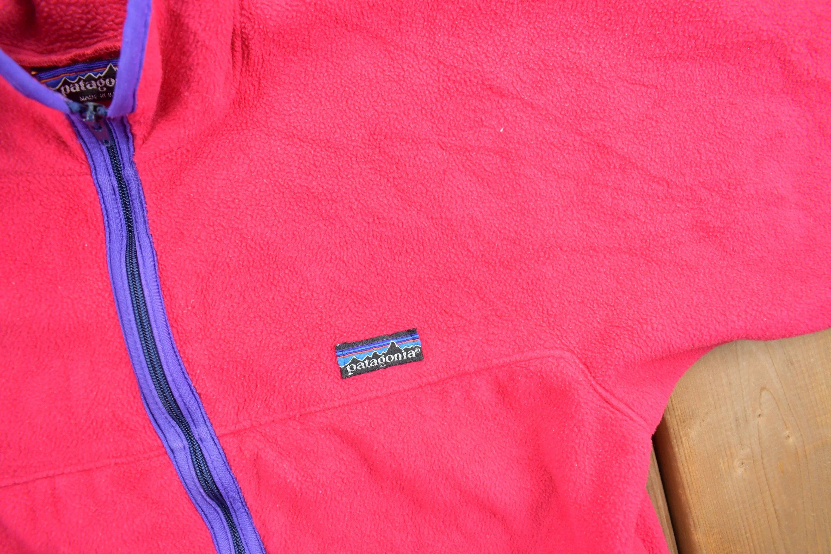Vintage 1990s Patagonia Fleece Zip Up Sweater Youth Large - Image 4