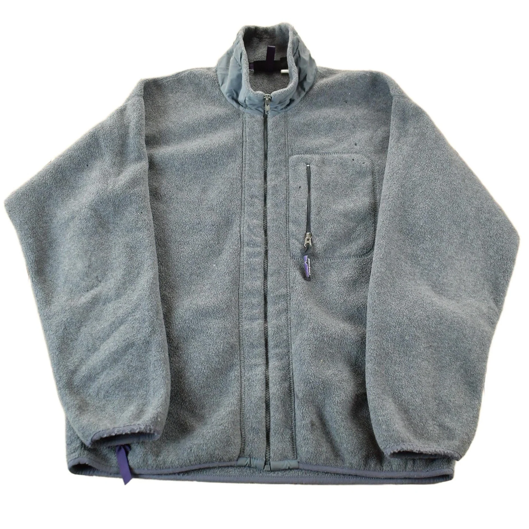 Vintage 1990s Patagonia Gray Full Zip Fleece Sweater Men's L