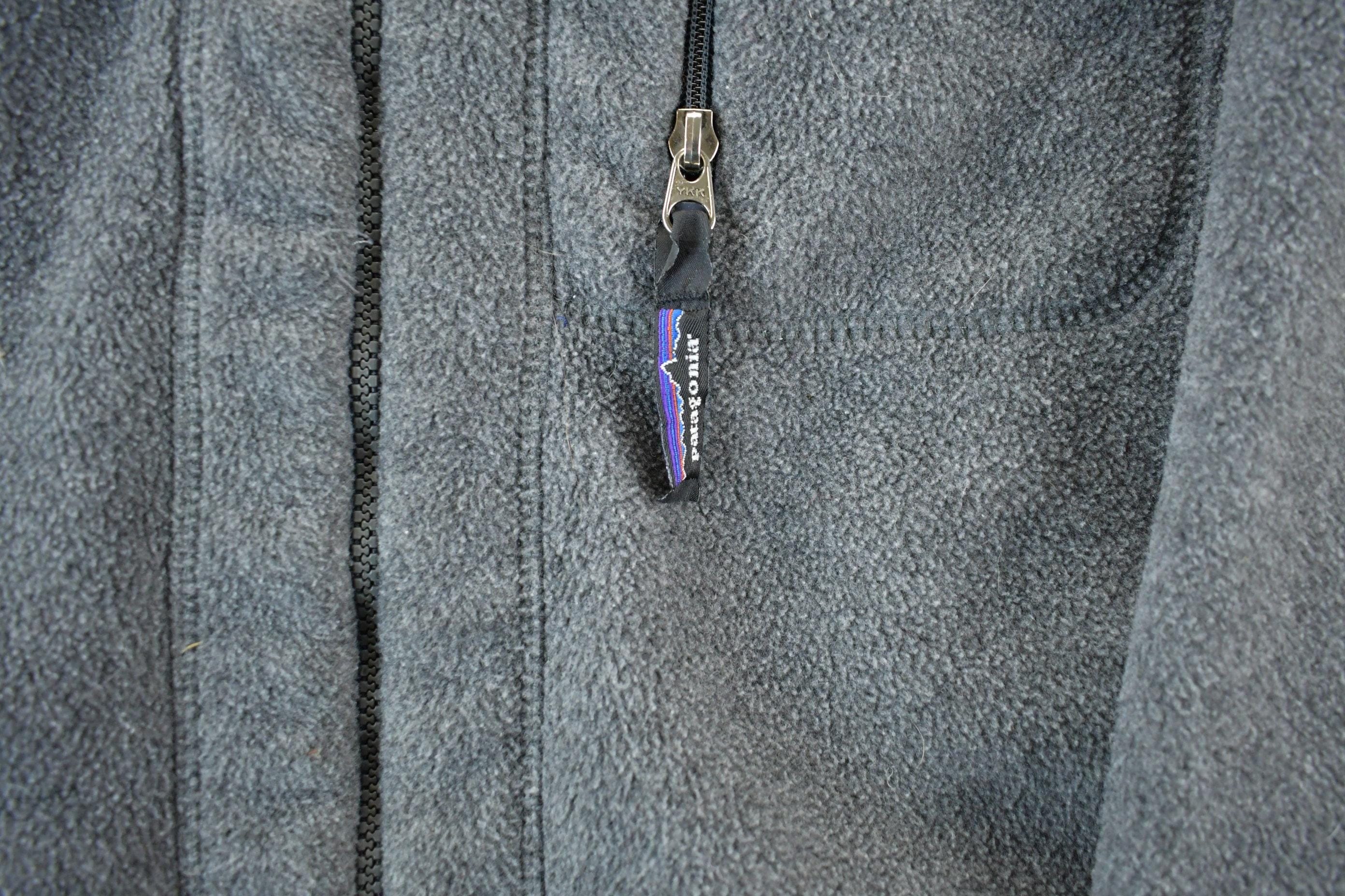 Vintage 1990s Patagonia Gray Full Zip Fleece Sweater Men's L - Image 3