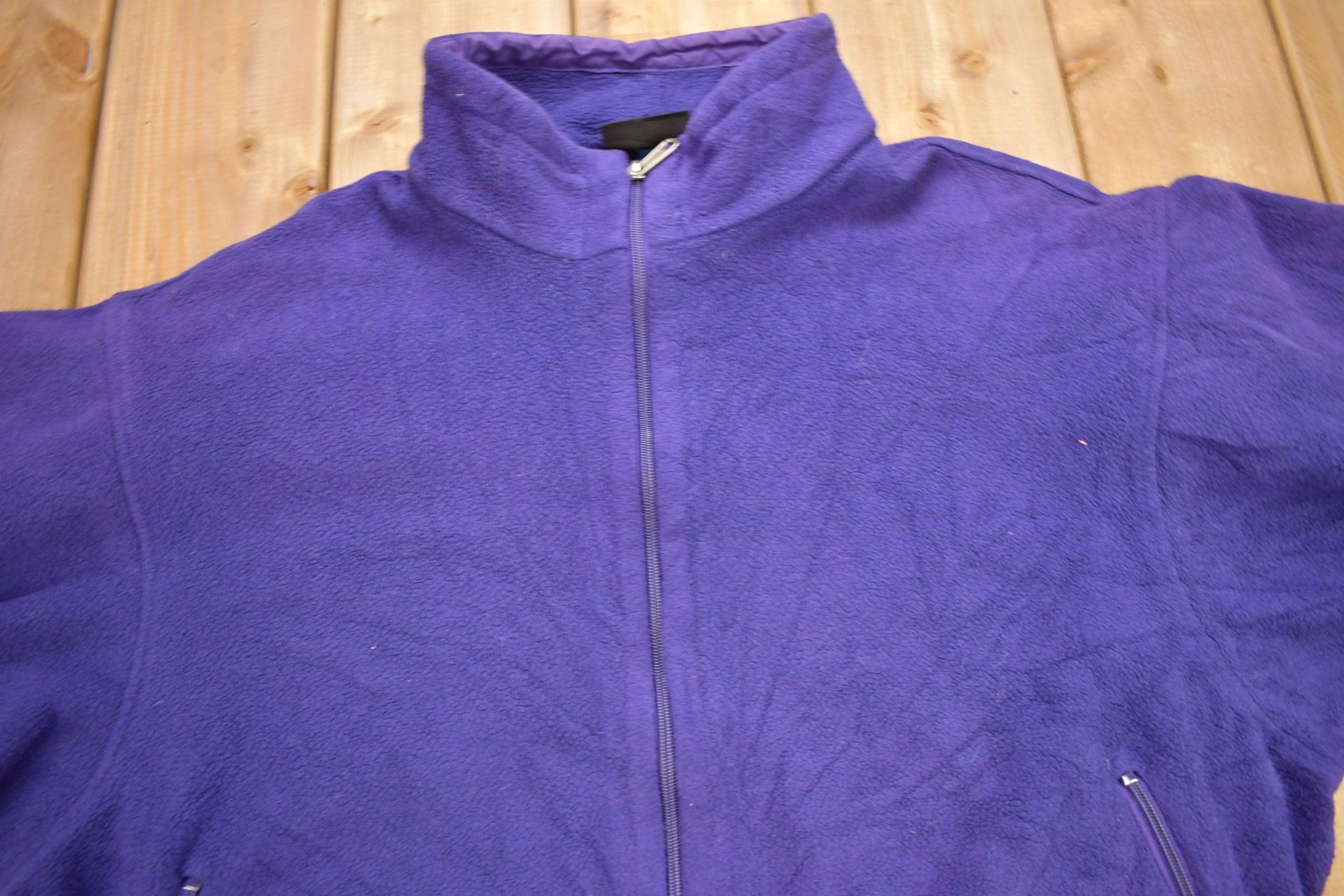 Vintage 1990s Patagonia Purple Half Zip Cinched Sweatshirt Men's Large - Image 3