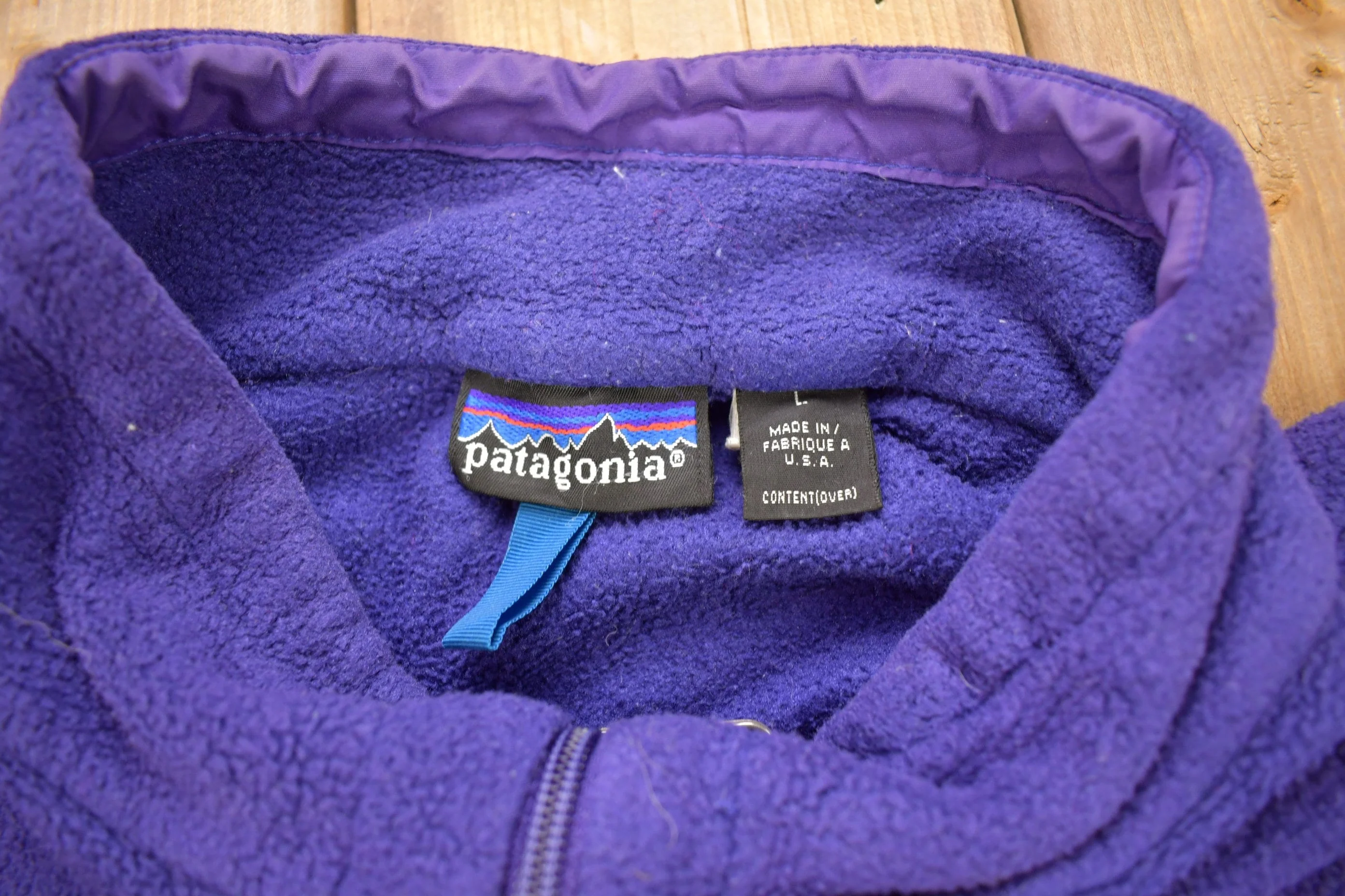 Vintage 1990s Patagonia Purple Half Zip Cinched Sweatshirt Men's Large - Image 7