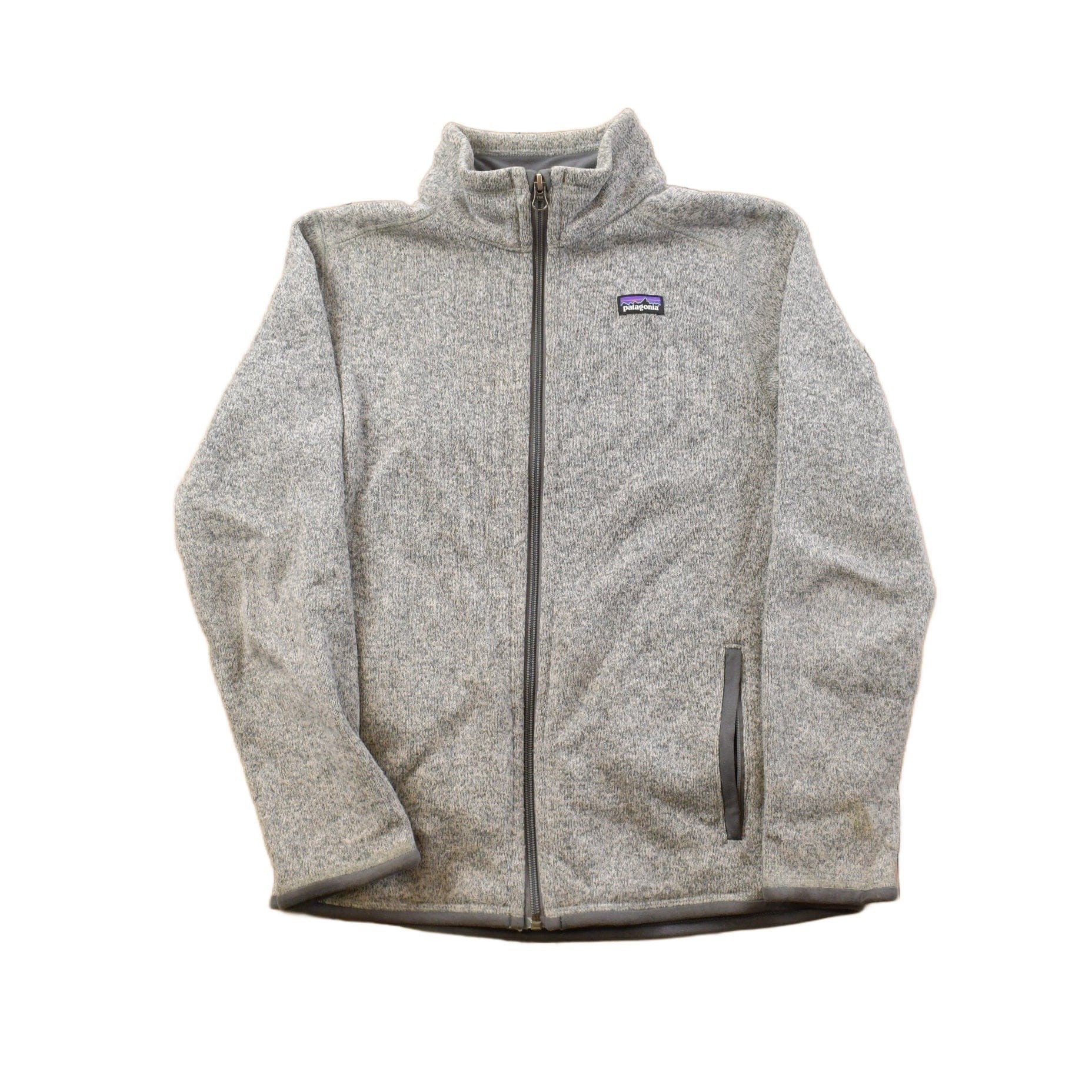 Vintage 1990s Patagonia Salt and Pepper Zip Up Fleece Sweater Youth M