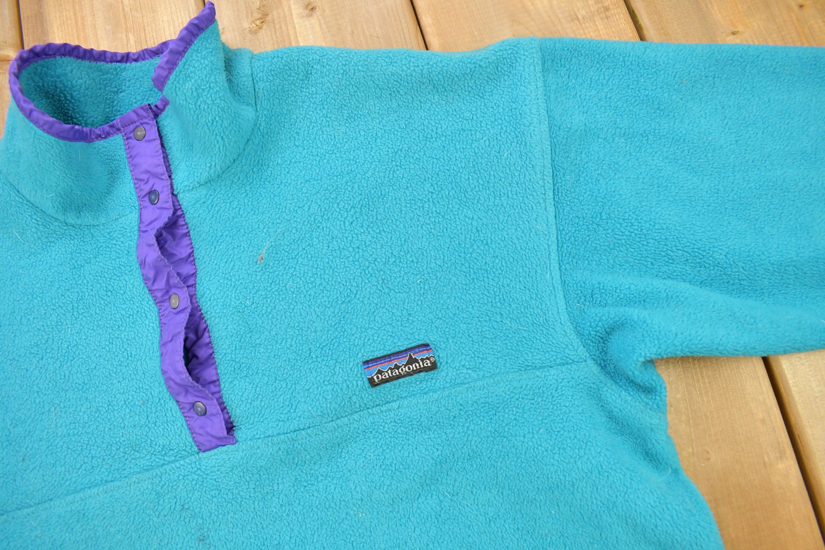 Vintage 1990s Patagonia T-Snap Fleece Sweater Youth L - Image 3