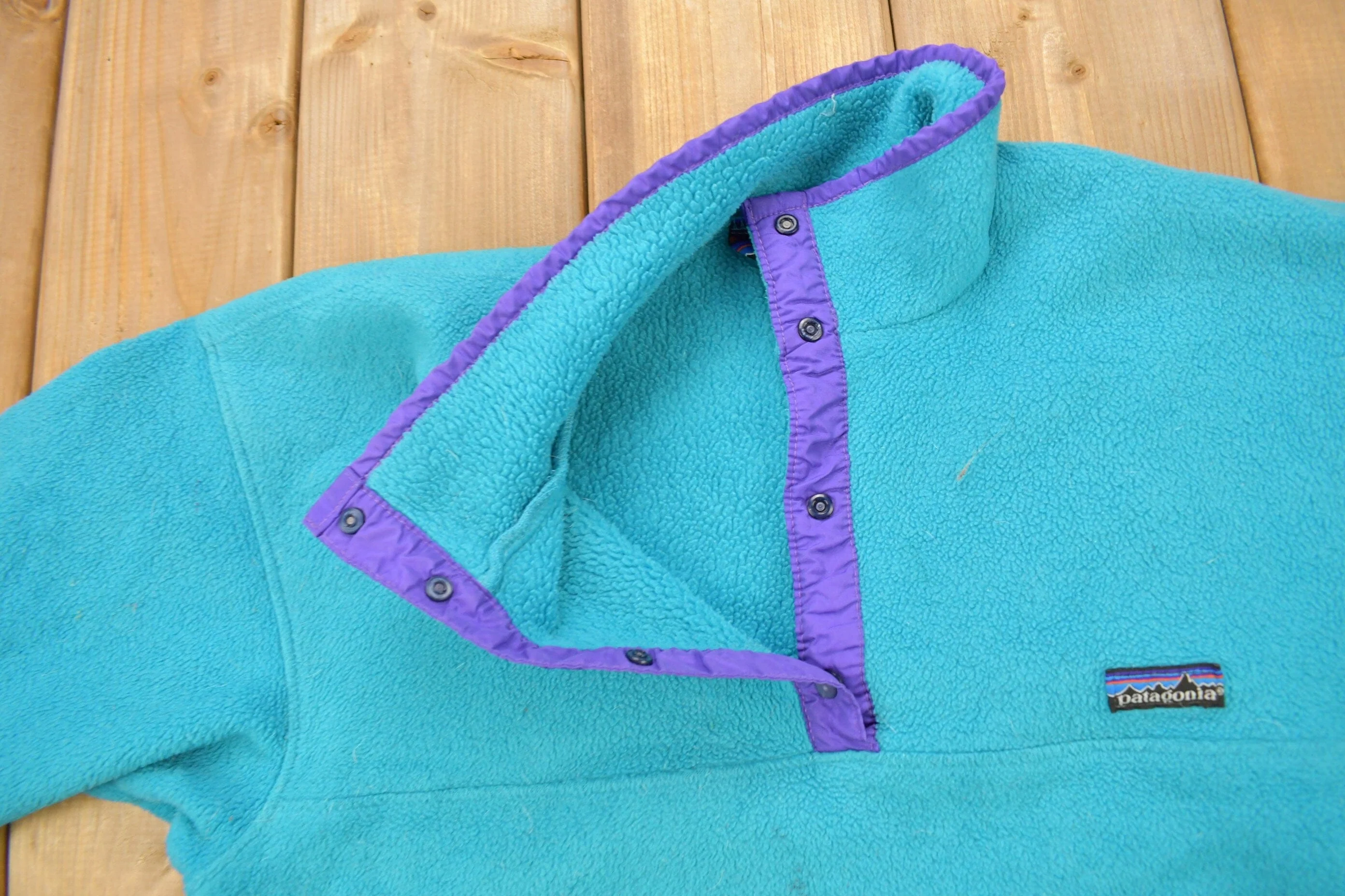 Vintage 1990s Patagonia T-Snap Fleece Sweater Youth L - Image 4