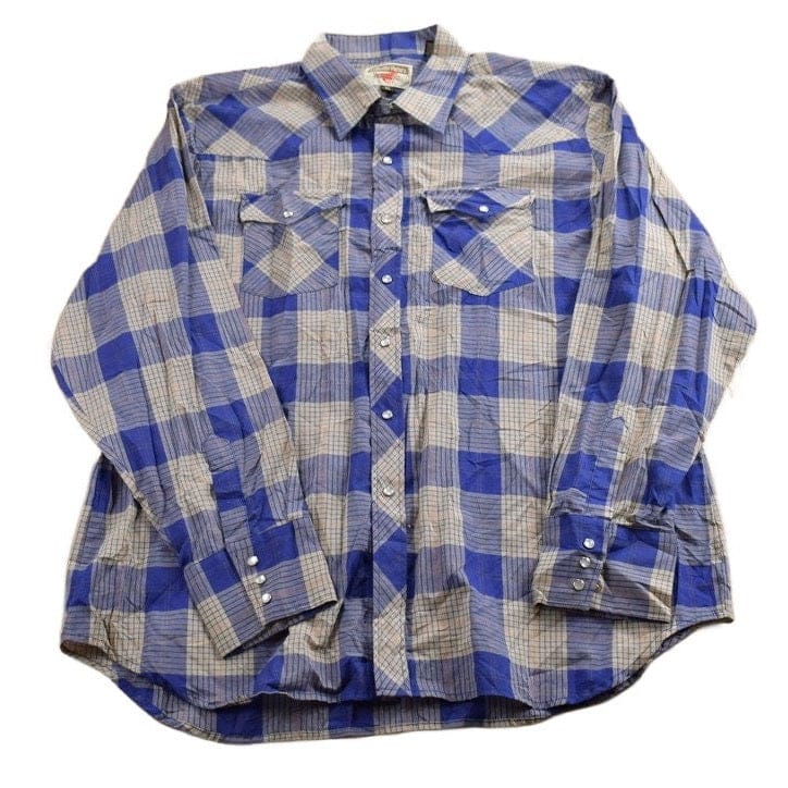 Vintage 1990s Pearl Snap Plaid Flannel Button Up Shirt Men's XL