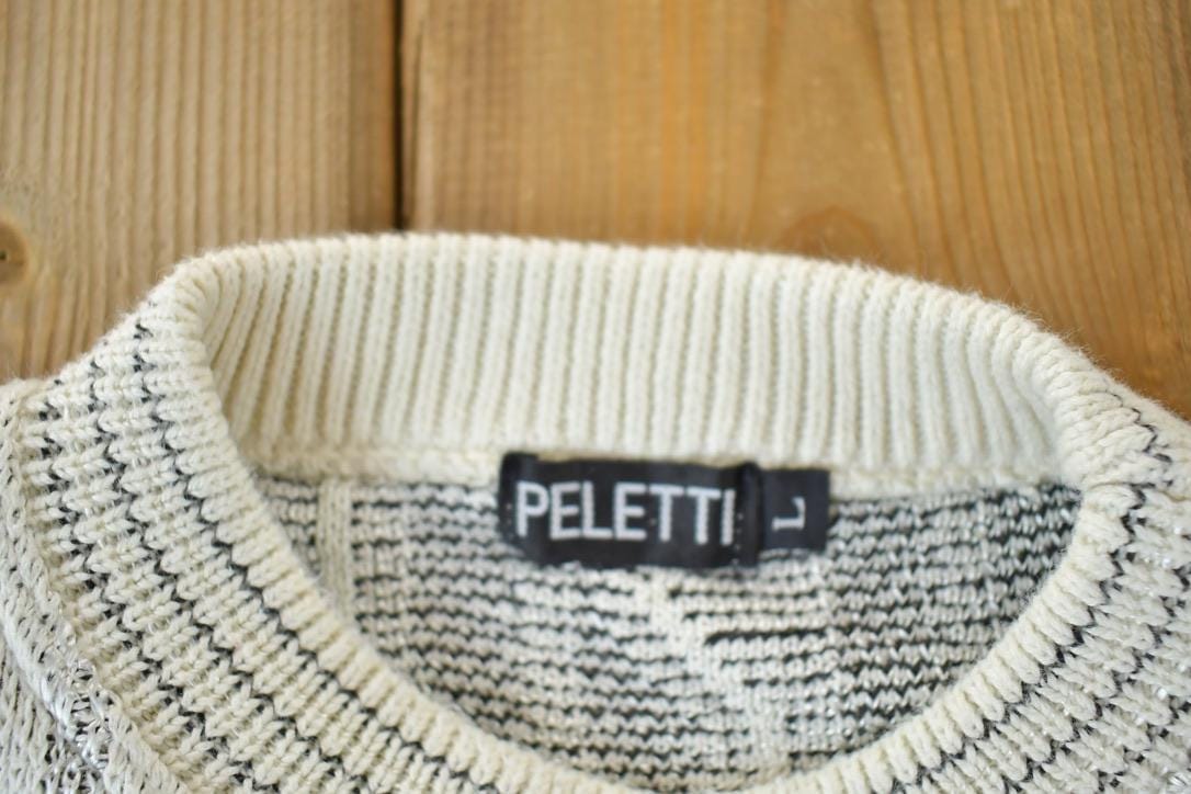 Vintage 1990s Peletti Knit Abstract Pattern Crewneck Sweater Men's Large - Image 3