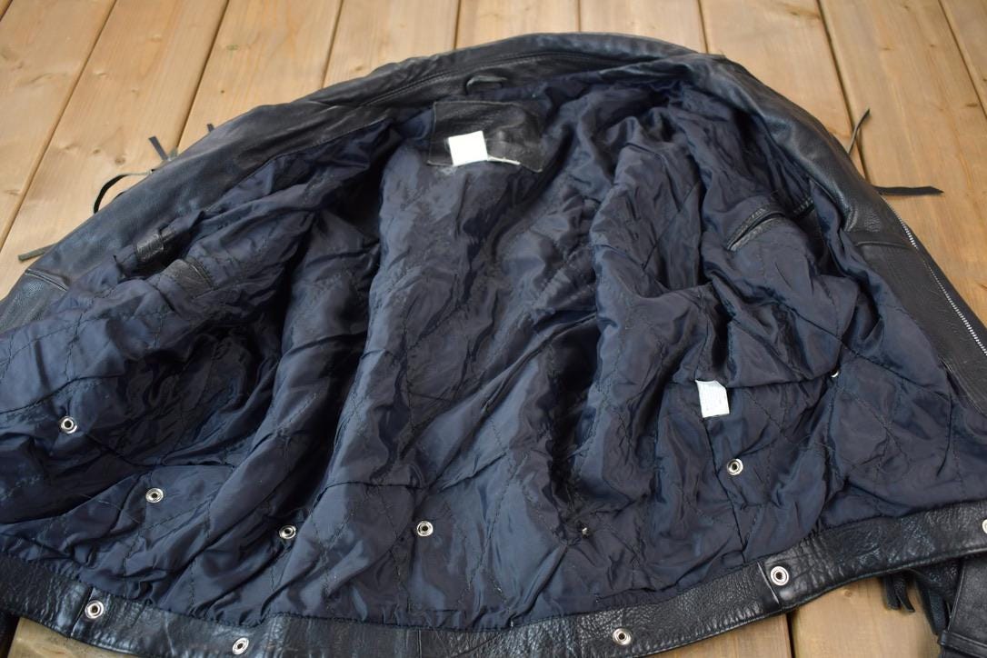 Vintage 1990s Pelle Cuir Leather Fringed Jacket Men's Large - Image 3