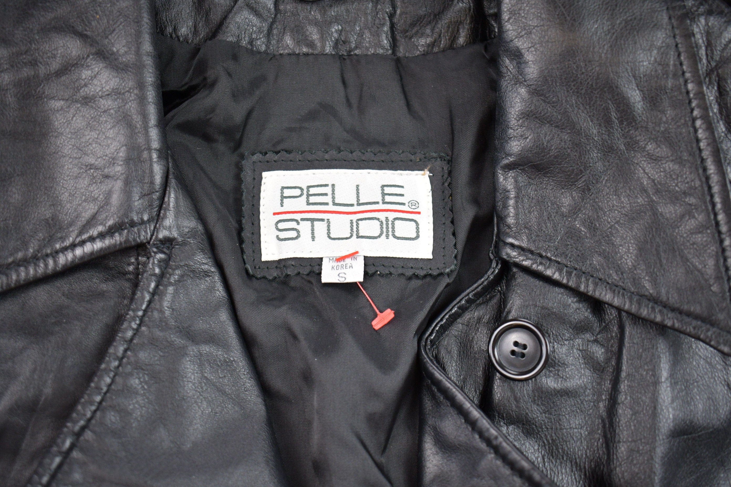 Vintage 1990s Pelle Studio Leather Full Length Jacket Men's Small - Image 4