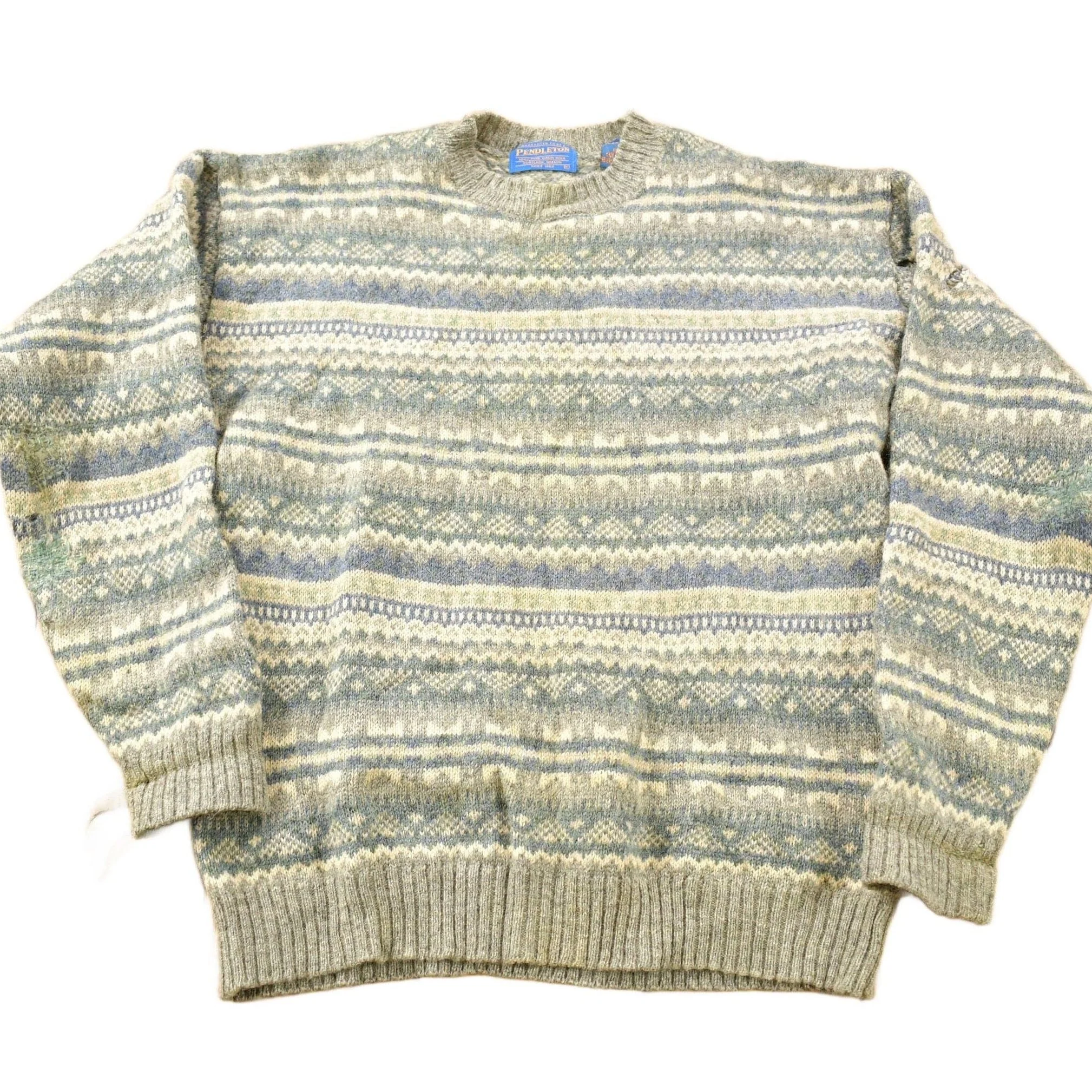 Vintage 1990s Pendleton 100% Virgin Shetland Wool Knitted Crewneck Sweater