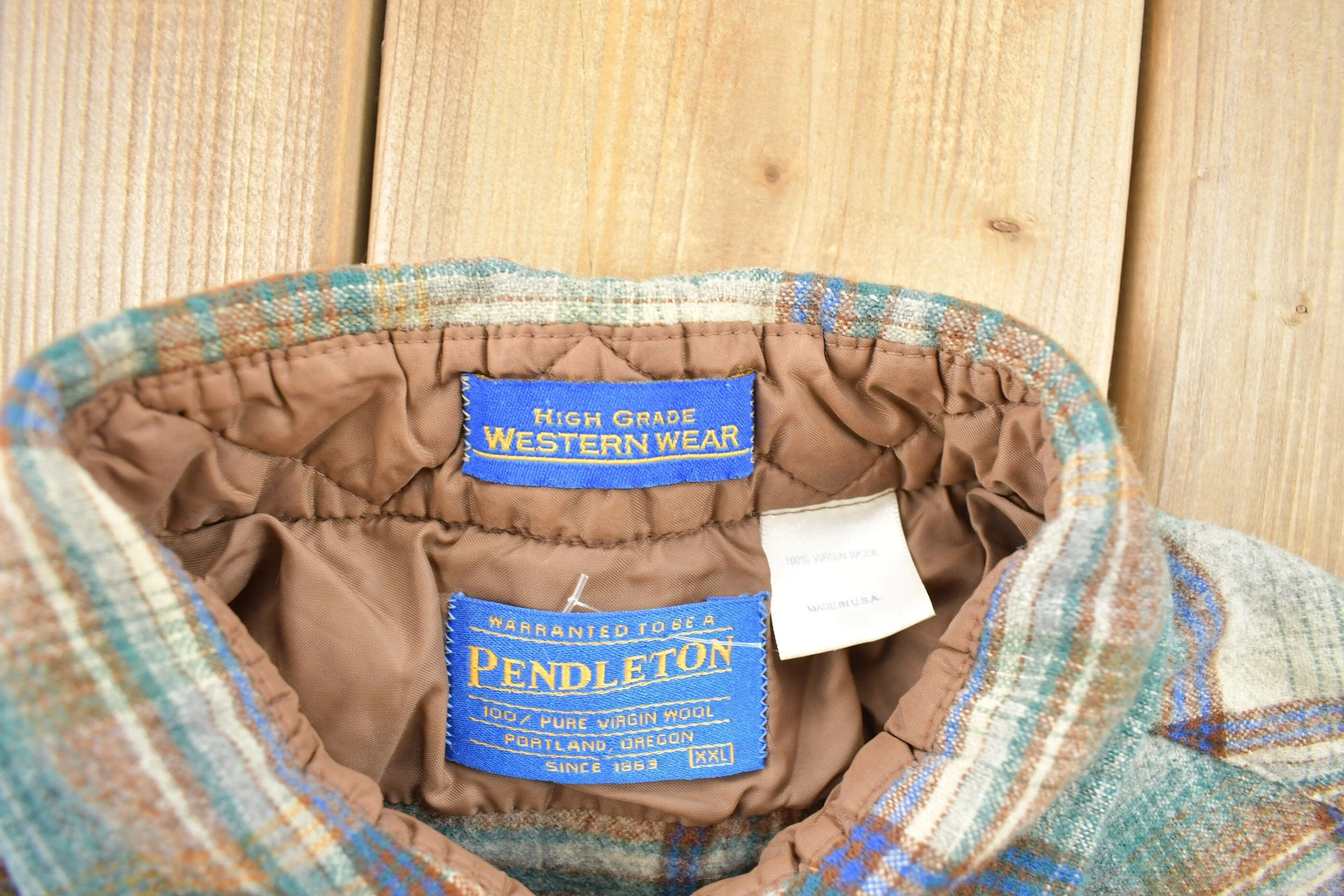Vintage 1990s Pendleton Plaid Button Up Board Shirt Men's XL - Image 5