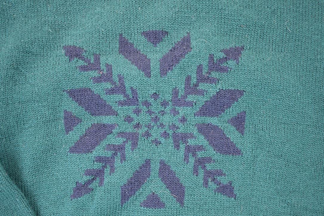 Vintage 1990s Pendleton Snowflake Wool Cable Knit Crewneck Sweater Men's L - Image 3