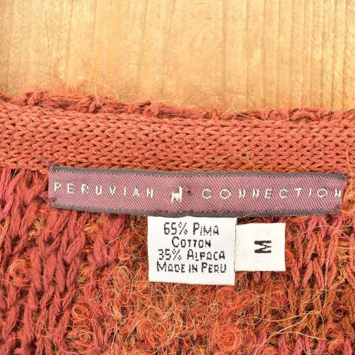 Vintage 1990s Peruvian Connection Abstract Knit Cardigan Sweater Women's M - Image 3