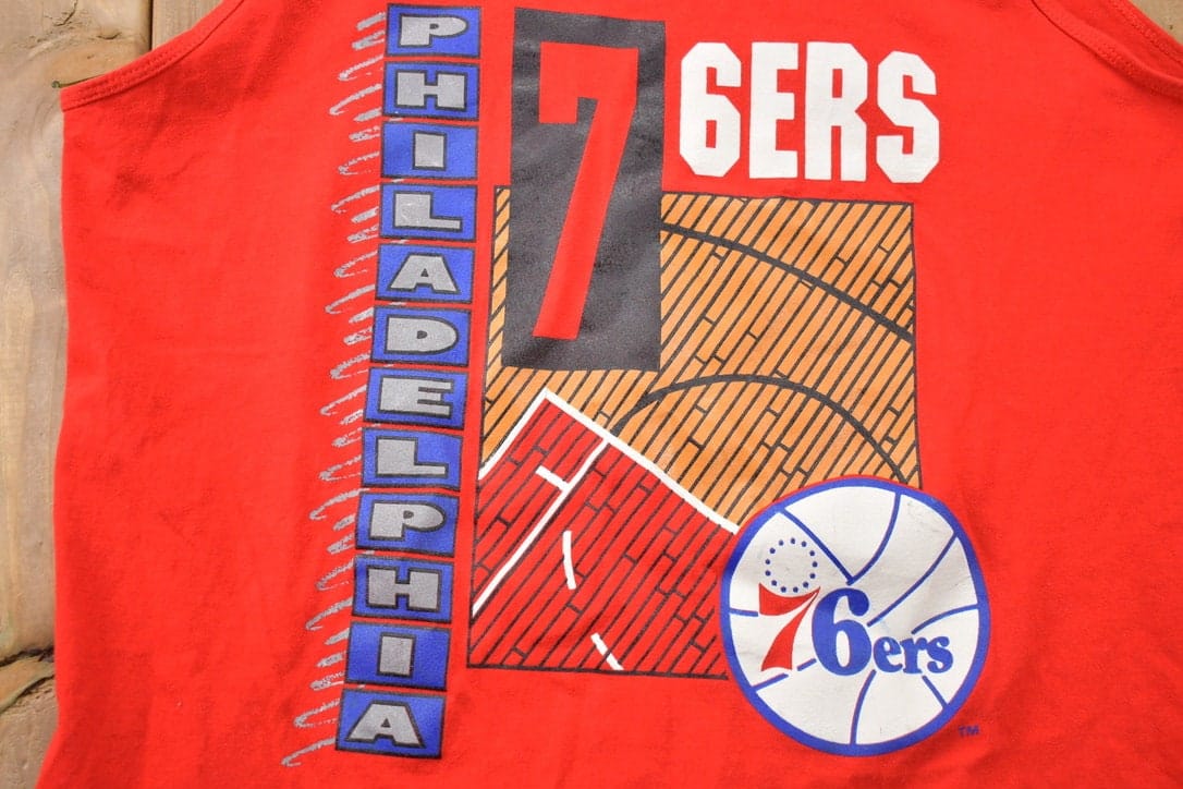 Vintage 1990s Philadelphia 76ers NBA Tank Top Sleeveless T Shirt 90s Sportswear Men's Large - Image 3