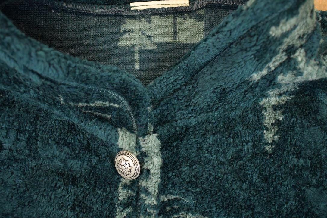 Vintage 1990s Pine Tree AOP Fleece Outdoorsman Sweater Women's XL - Image 3