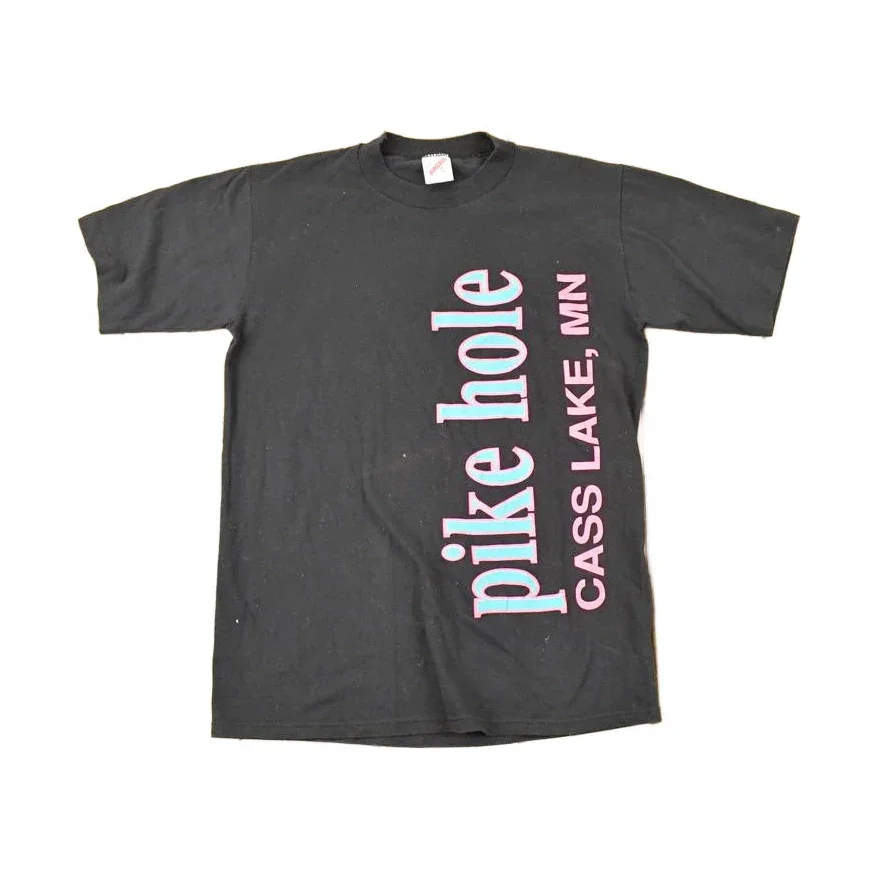 Vintage 1990s Pink Hole Cass Lake Souvenir Travel T-Shirt Women's M
