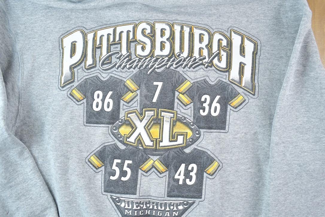 Vintage 1990s Pittsburgh NFL Hoodie Sweatshirt Men's Large - Image 6