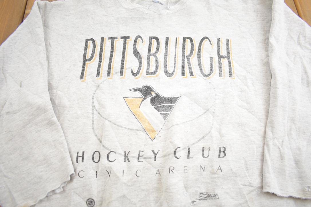 Vintage 1990s Pittsburgh Penguins Hockey Club NHL Distressed Crewneck Sweatshirt Men's Large - Image 3