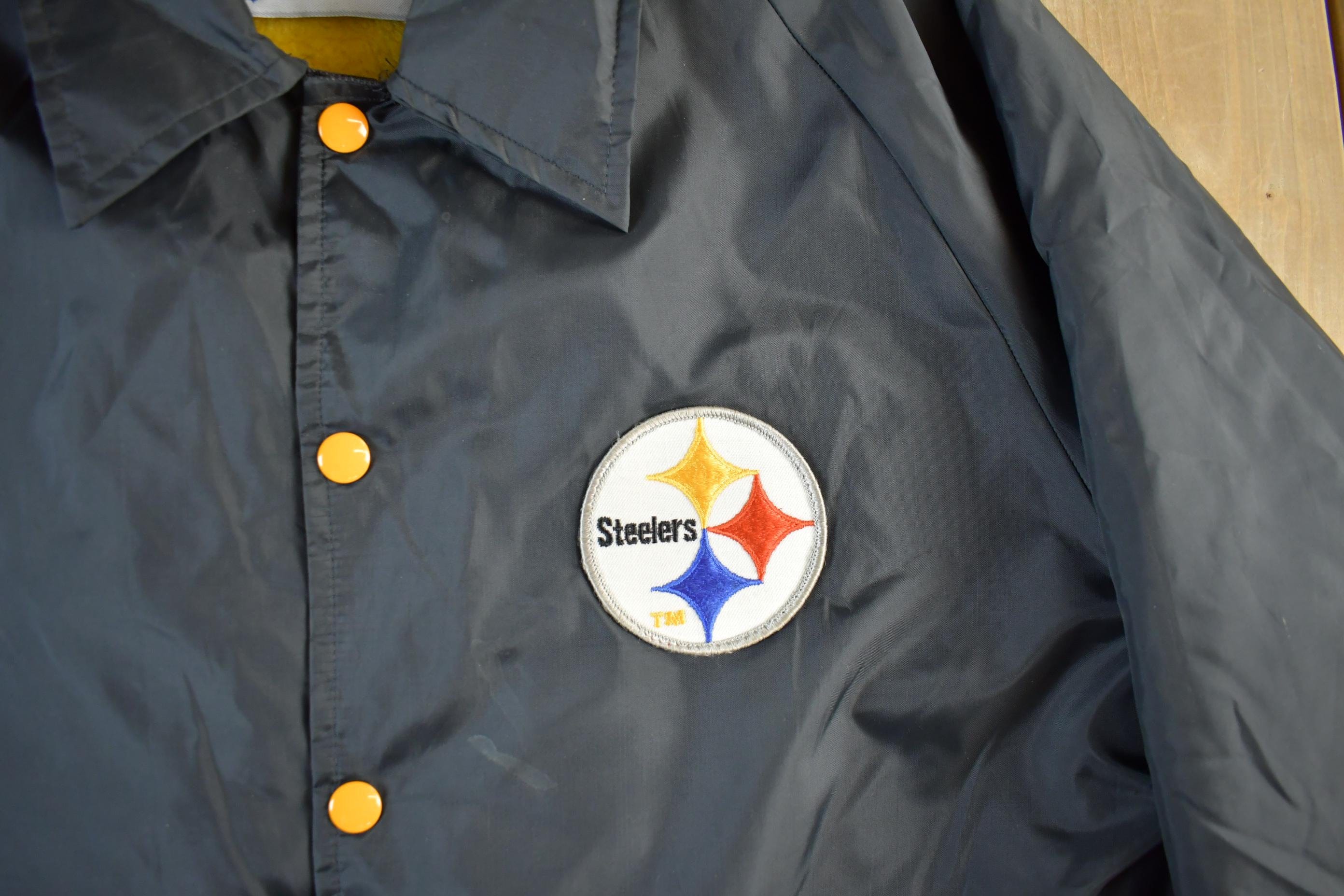 Vintage 1990s Pittsburgh Steelers Fleece Lined NFL Coaches Jacket Men's Large - Image 3