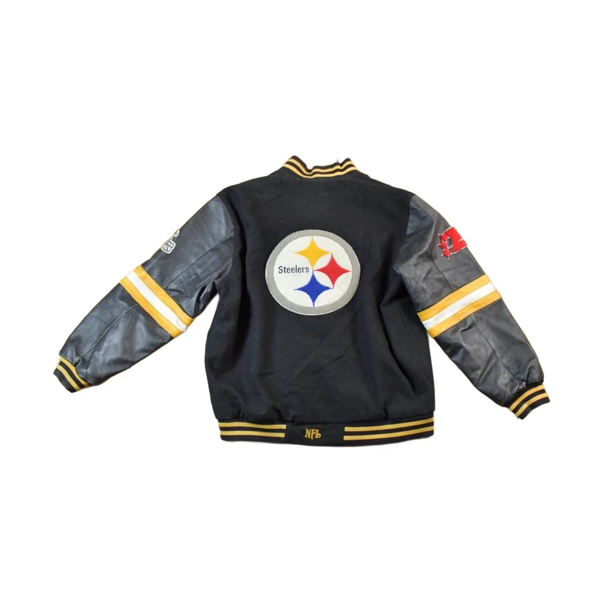 Vintage 1990s Pittsburgh Steelers Leather Varsity NFL Football Jacket Men's XL - Image 2